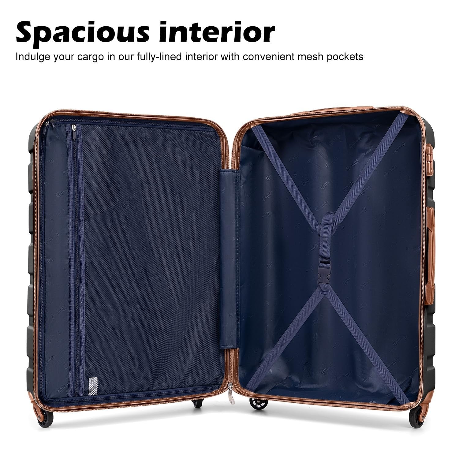 Lightweight 3-Piece Hardshell Luggage Set, 360° Spinner Wheels, TSA Lock, Aprico4