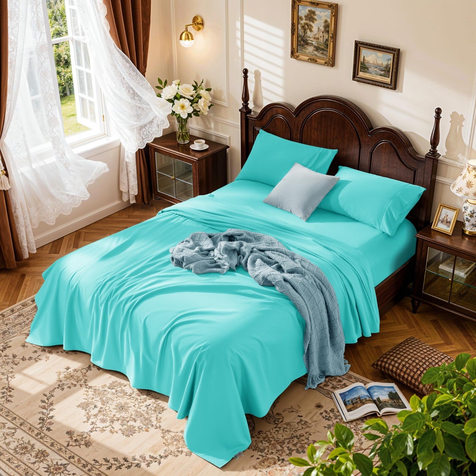 1000 Thread Count 100% Cotton King Size Sheet Set, 4 Piece, Deep Pocket, Soft &1