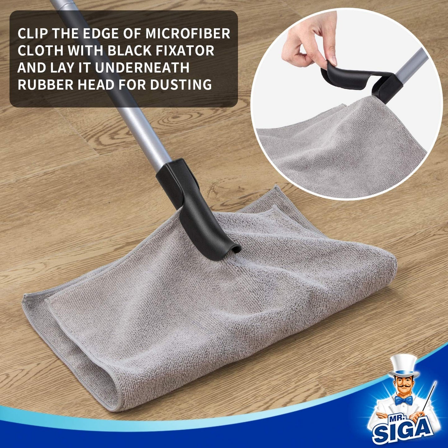 Pet Hair Removal Rubber Broom with Squeegee, 3-in-1 Floor Brush, Adjustable Hand4