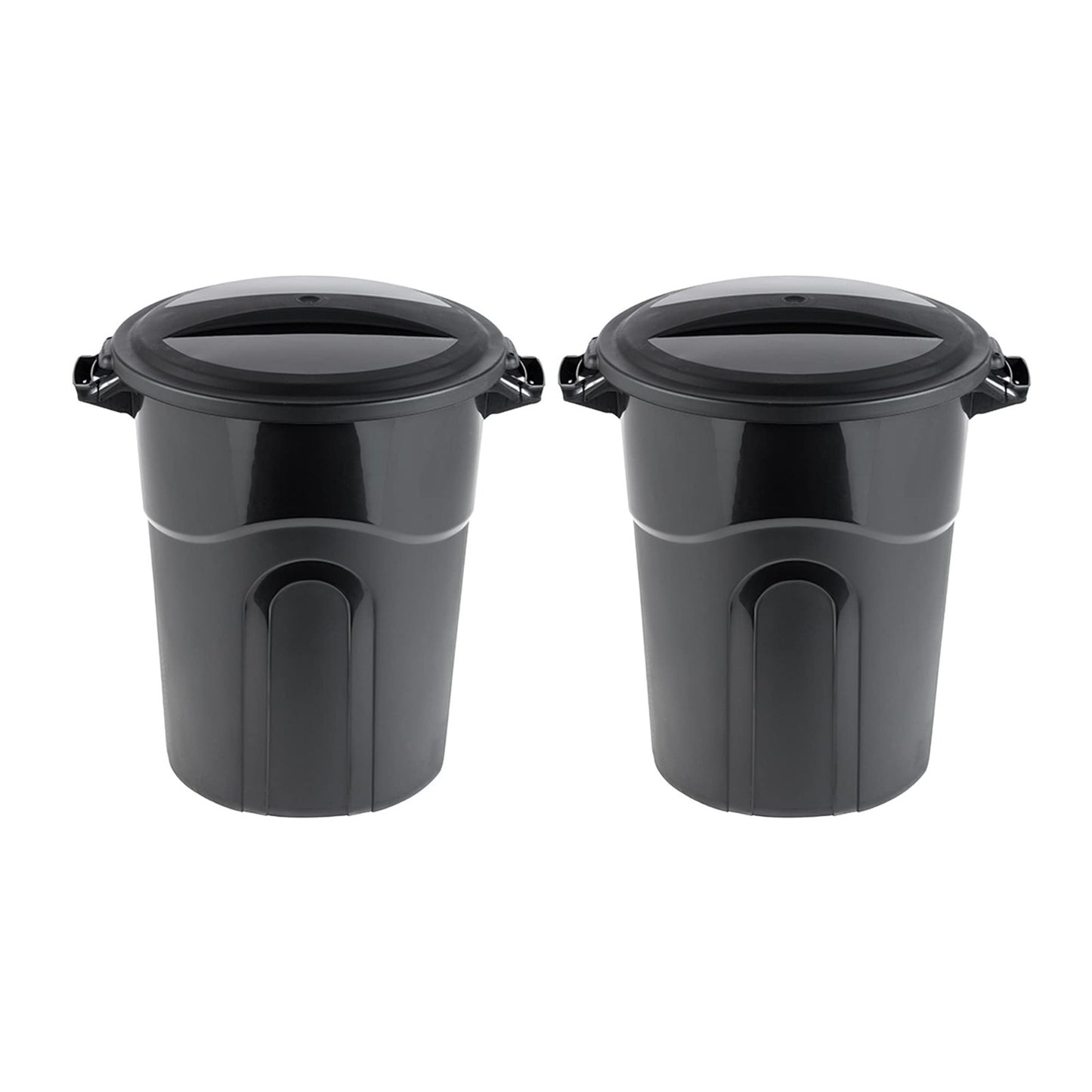 20 Gallon Round Trash Can, Black - Sturdy Waste Container with Handles, 2-Pack1