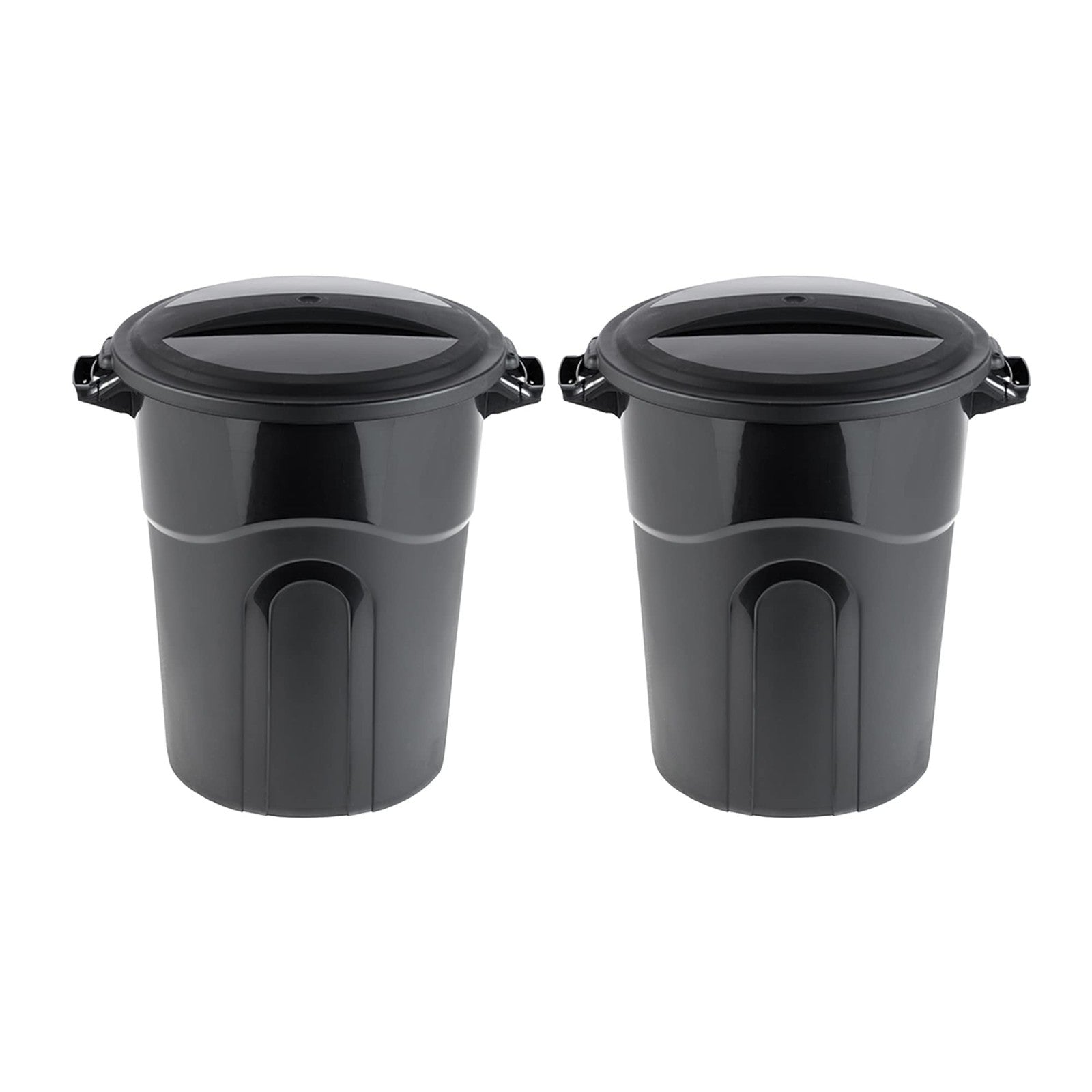 20 Gallon Round Trash Can, Black - Sturdy Waste Container with Handles, 2-Pack1