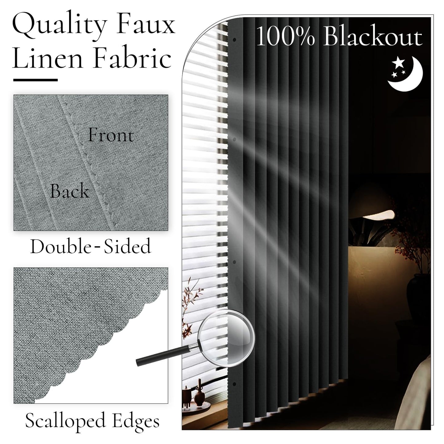 100% Blackout Magnetic Door Curtain for Privacy, Closet & Hallway, 1 Panel, Gray3