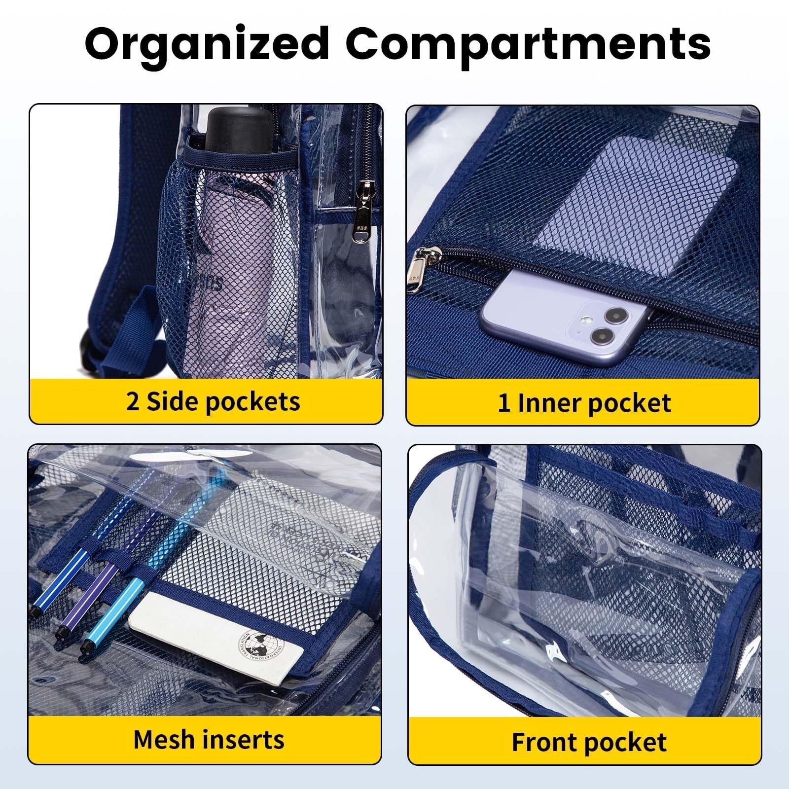 Clear PVC Backpack, Heavy Duty Transparent Bag with Reinforced Straps, Large Cap4