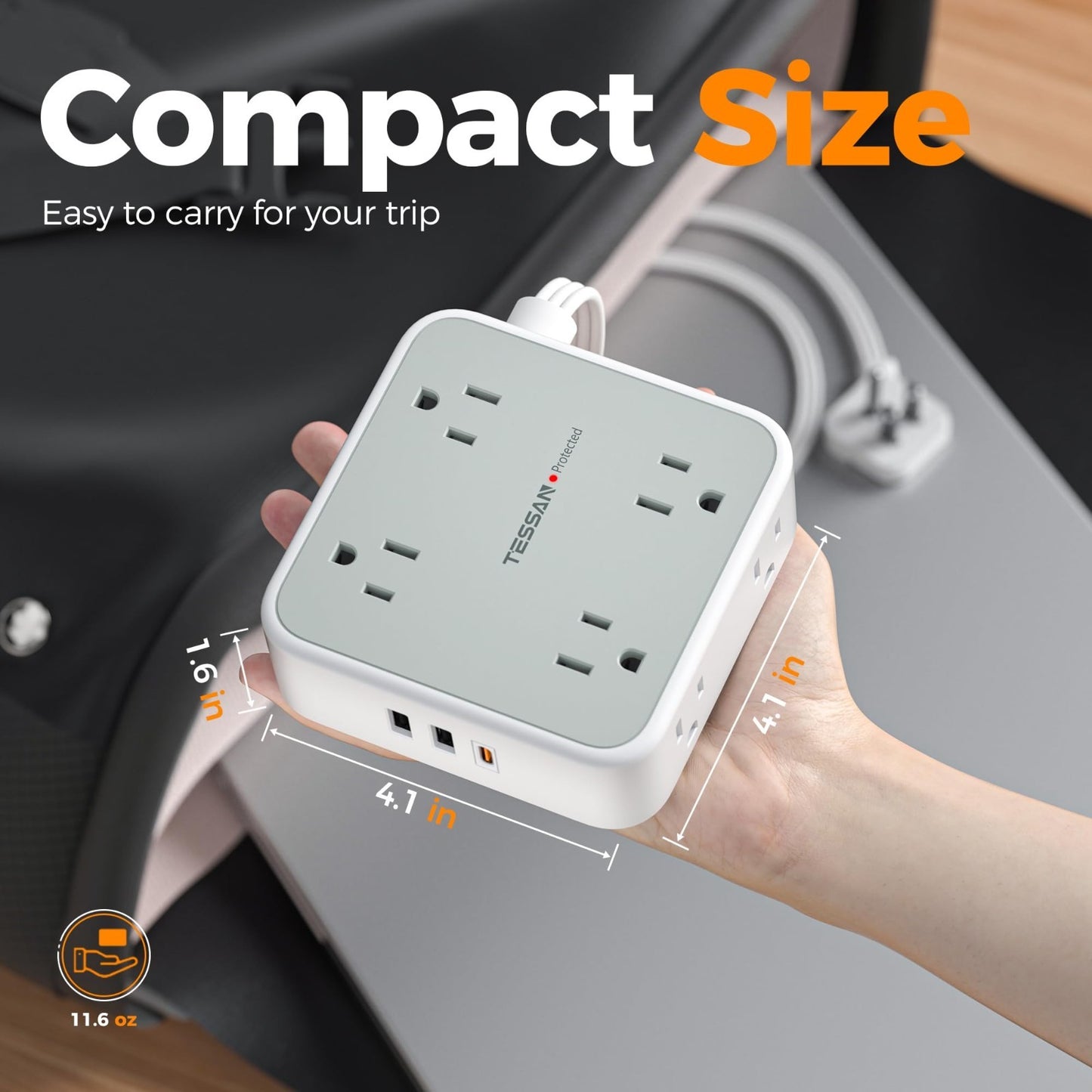 Surge Protector Power Strip 900J Protection, 5 Ft, 6 Outlets, Grey Color7