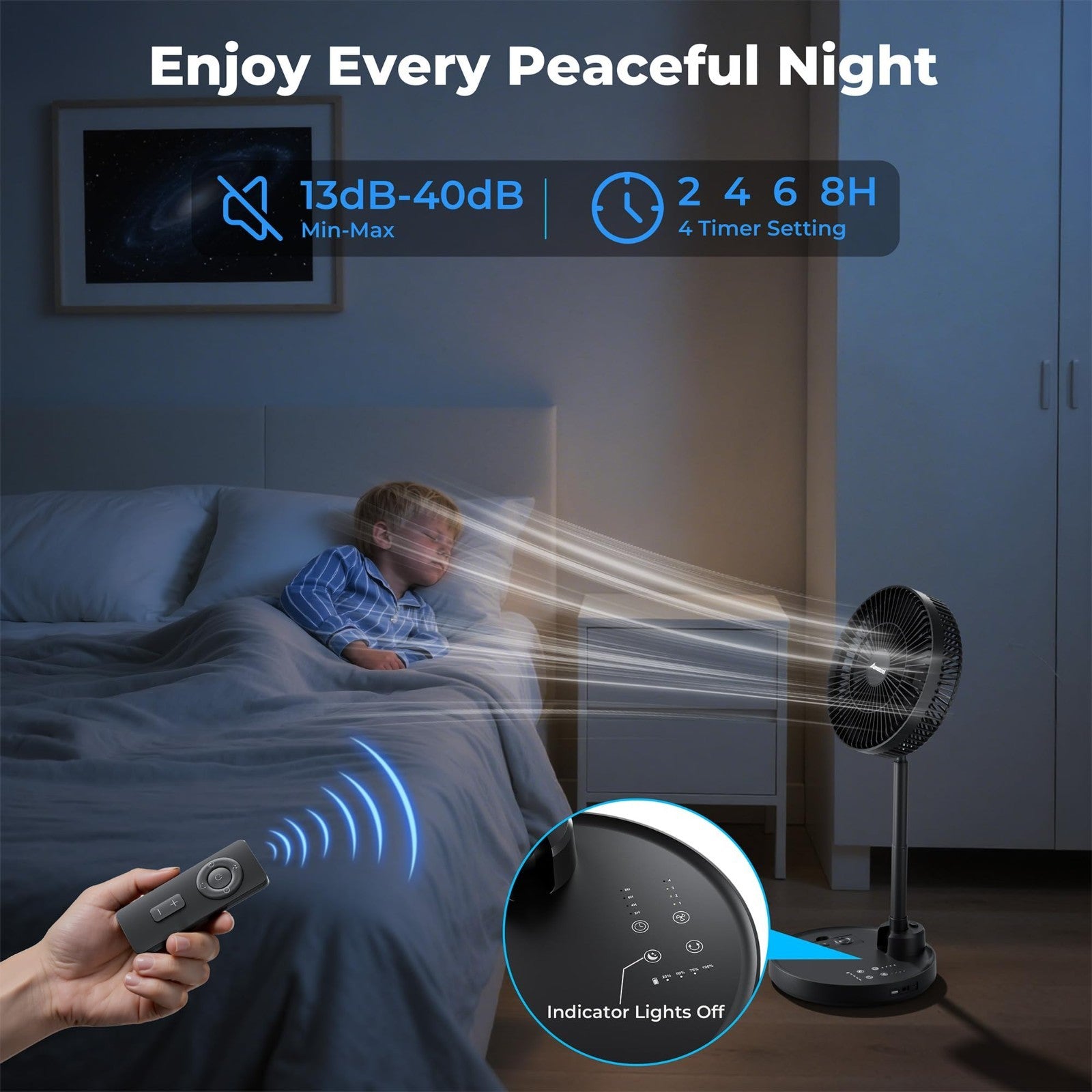 10" Foldable Oscillating Fan   20000mAh Battery, Remote, Timer, Adjustable Heigh4