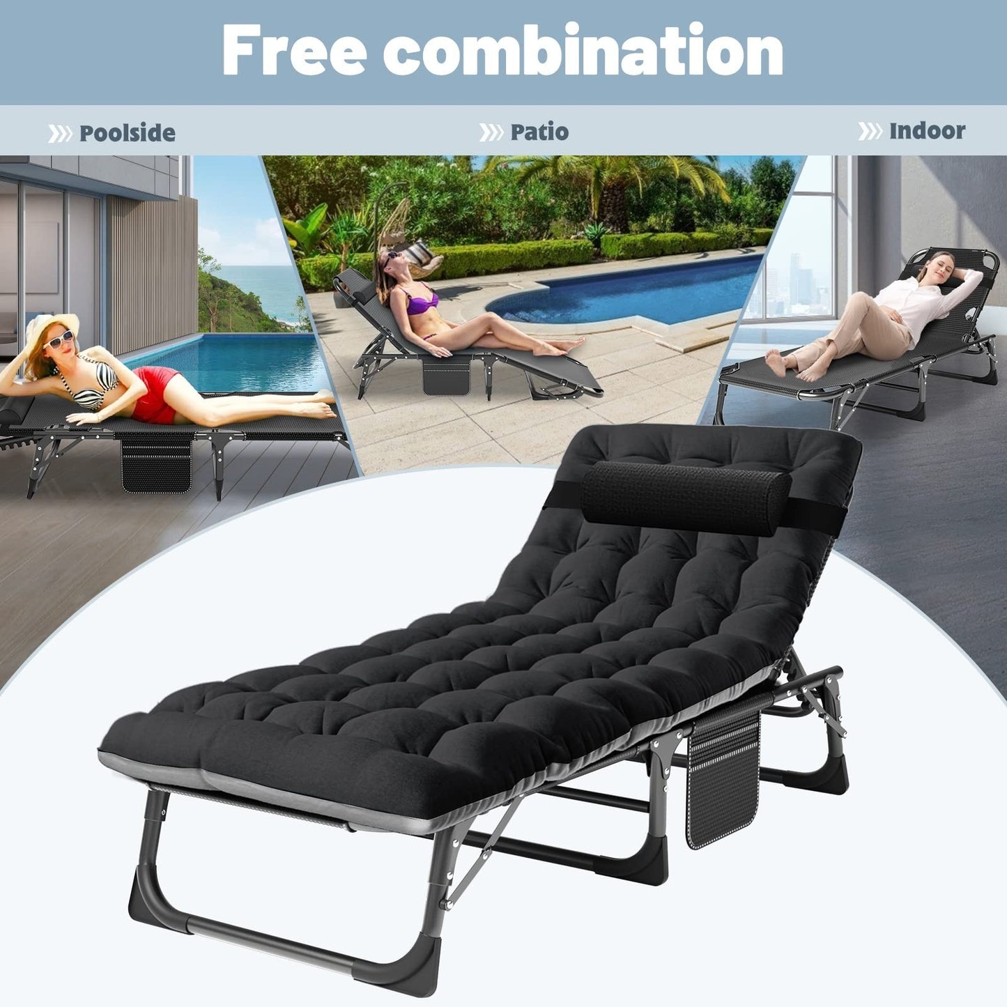 Folding Camping Cot for Adults   5 Position Adjustable, 440LBS Capacity, Padded7