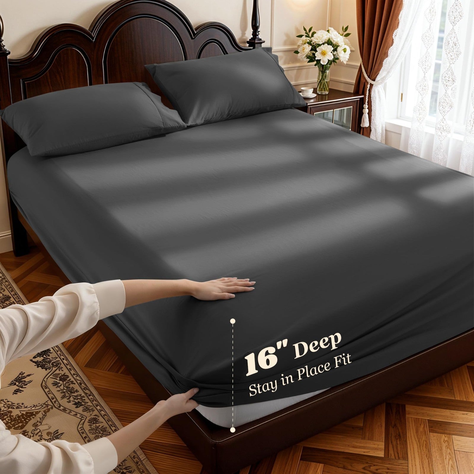 1000 Thread Count 100% Cotton King Size Sheet Set, 4 Piece, Deep Pocket, Sateen4