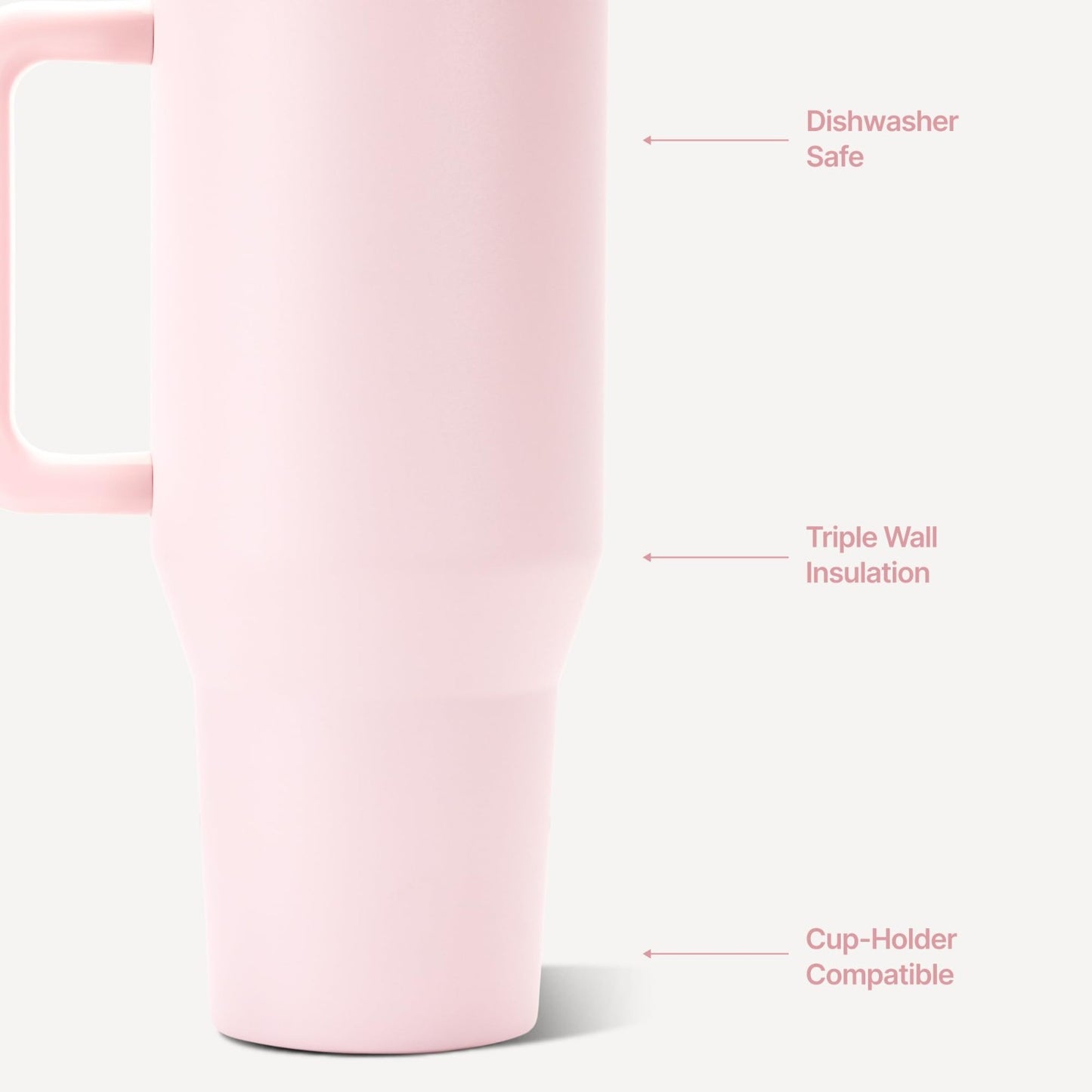 40oz Insulated Tumbler with Handle & Straw   Travel Mug, Pink Sand, BPA Free2