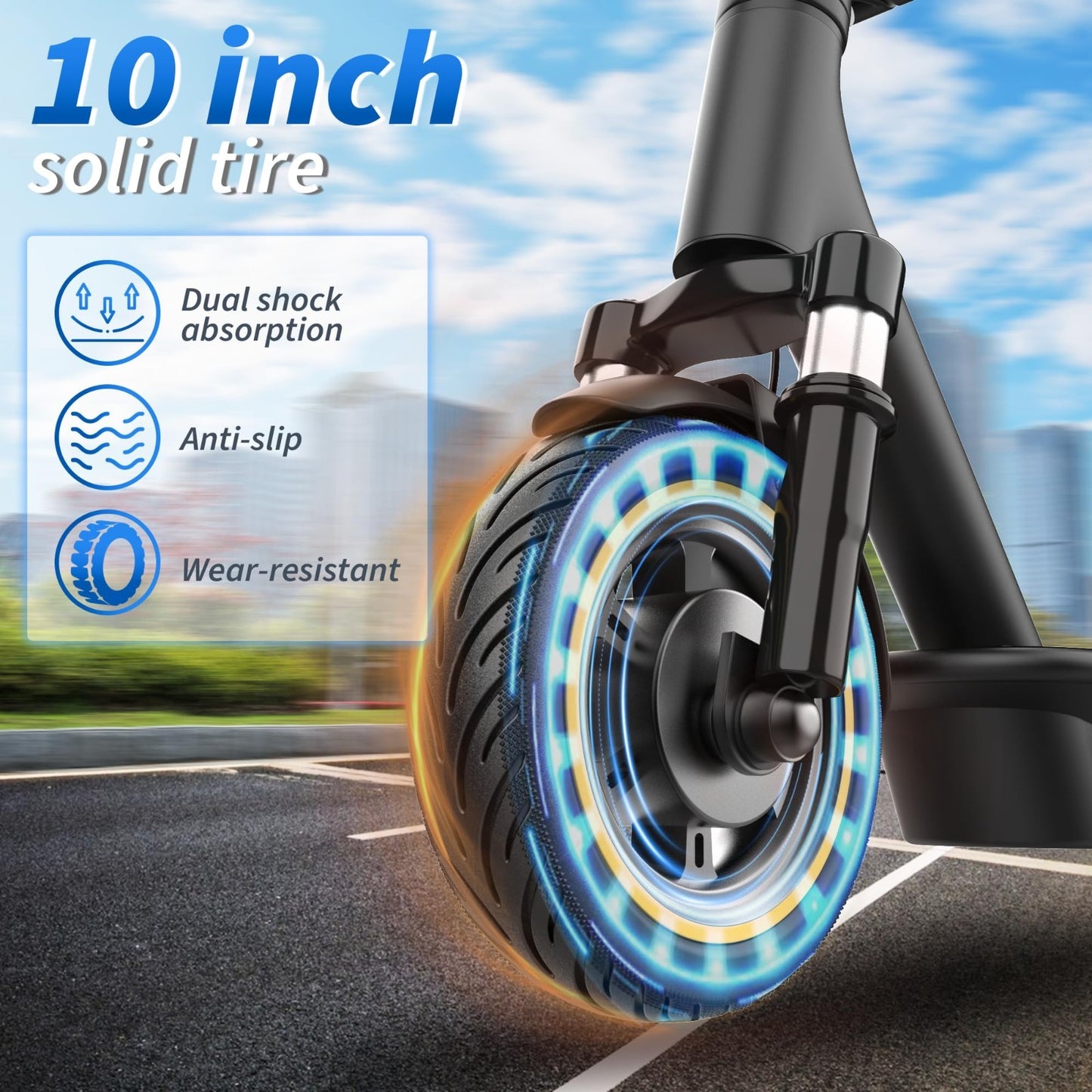 Powerful Electric Scooter 350W/500W Motor, 19MPH Speed, 21-28 Miles Range, Foldi5