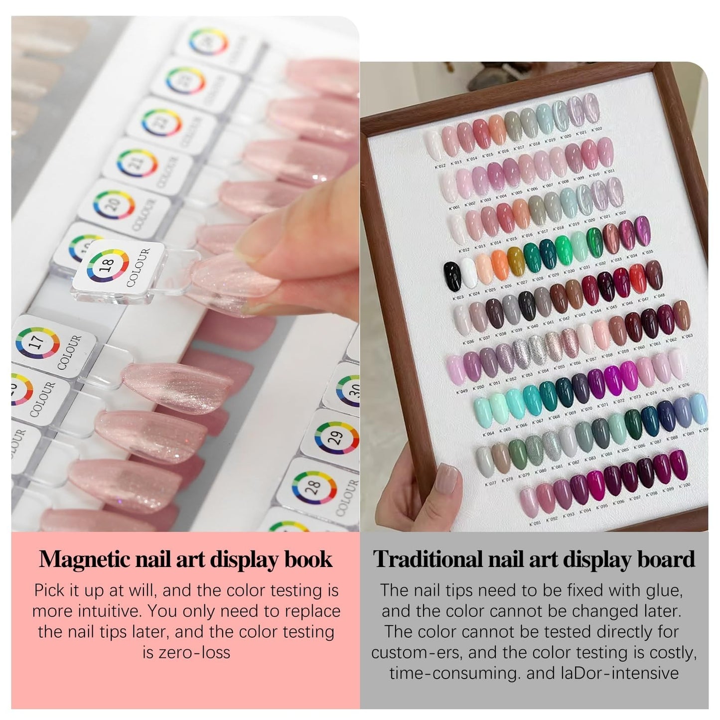 96 Magnetic Nail Swatch Book - Leather Color Display with 96 Tips & Number Label5