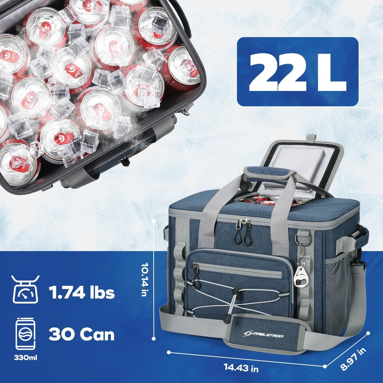 Insulated Soft Cooler Bag - 30/40 Can, Leakproof, 24h Cold, Lightweight, Multi-P4