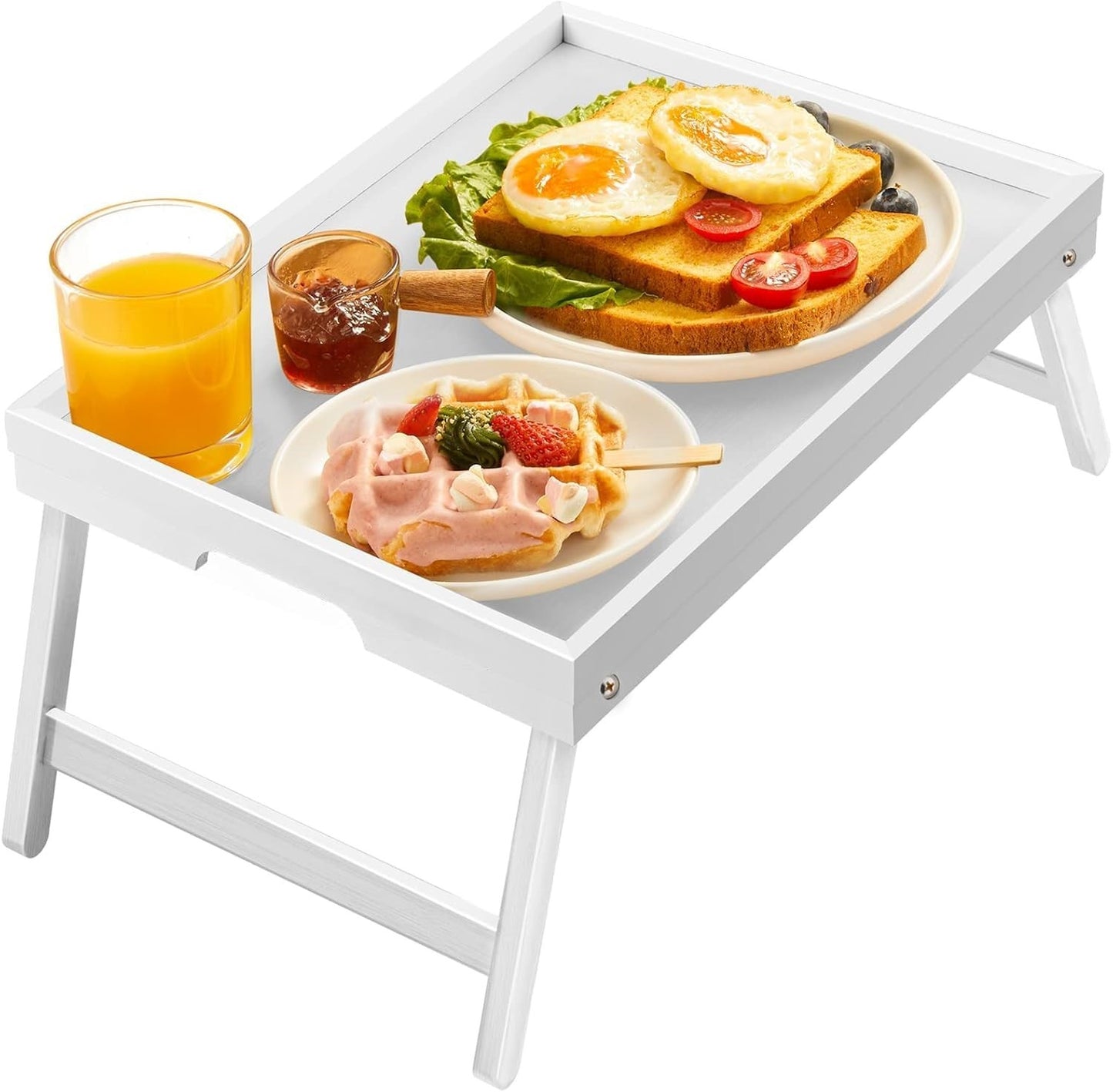 Folding Bamboo Bed Tray Table for Breakfast, Snacks, Laptop Use - Versatile & St1
