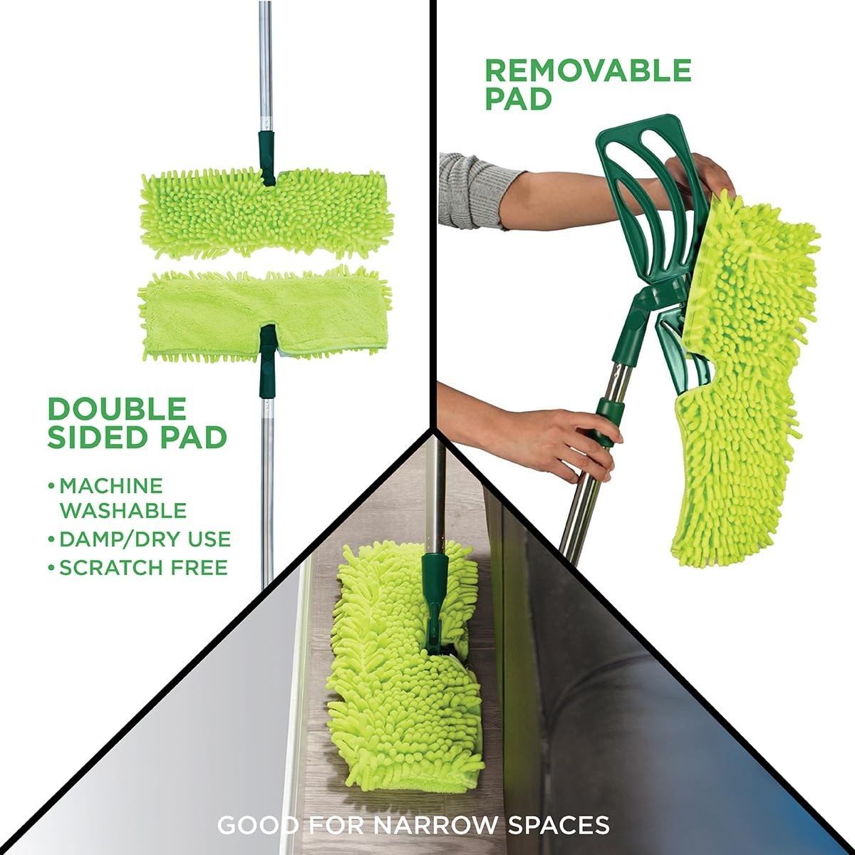 All-in-One Floor Cleaning Set - Angled Broom, Microfiber Mops, Dustpan & Rack -7