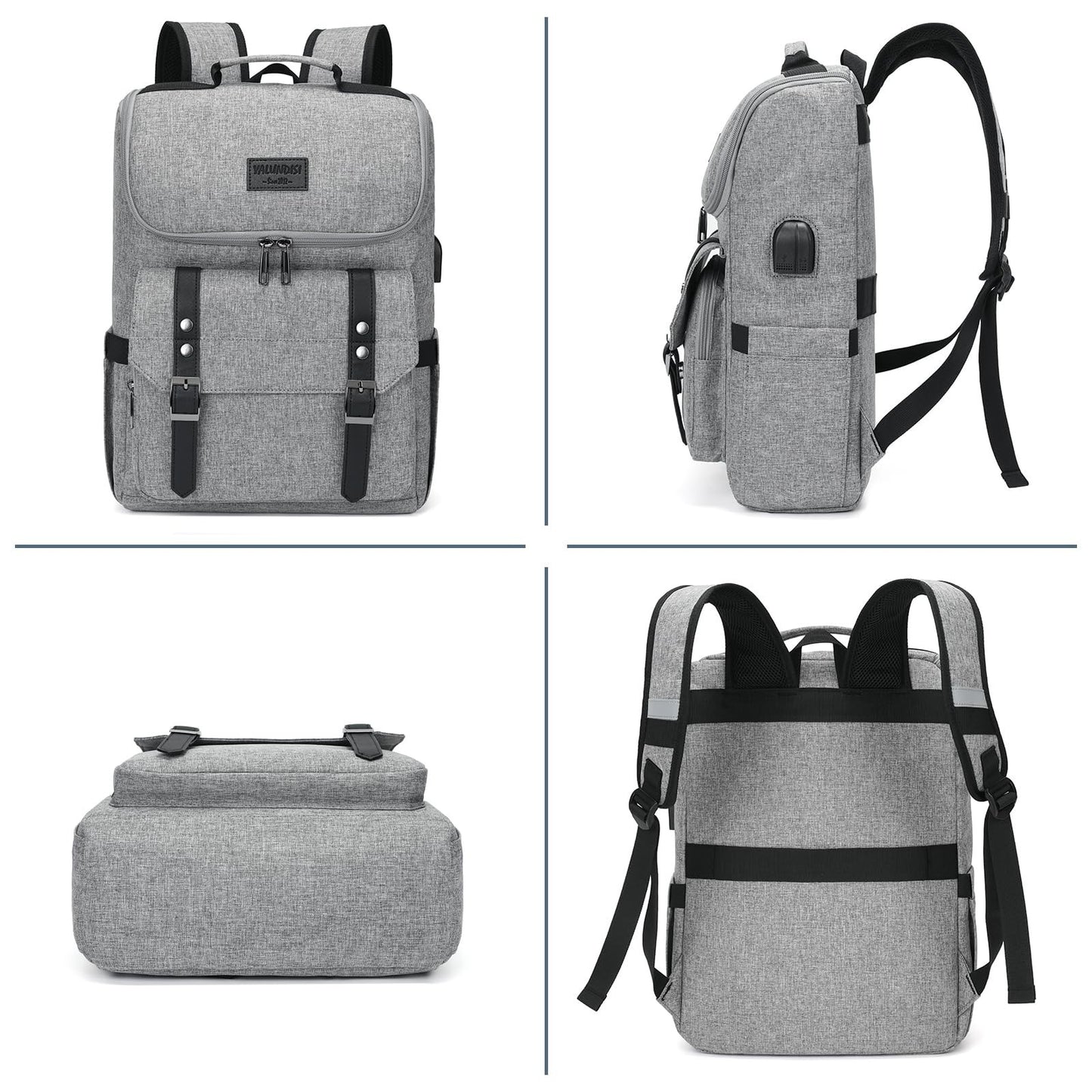 Vintage Laptop Backpack with USB Charging Port for Travel, College, Fits 15.6" -5