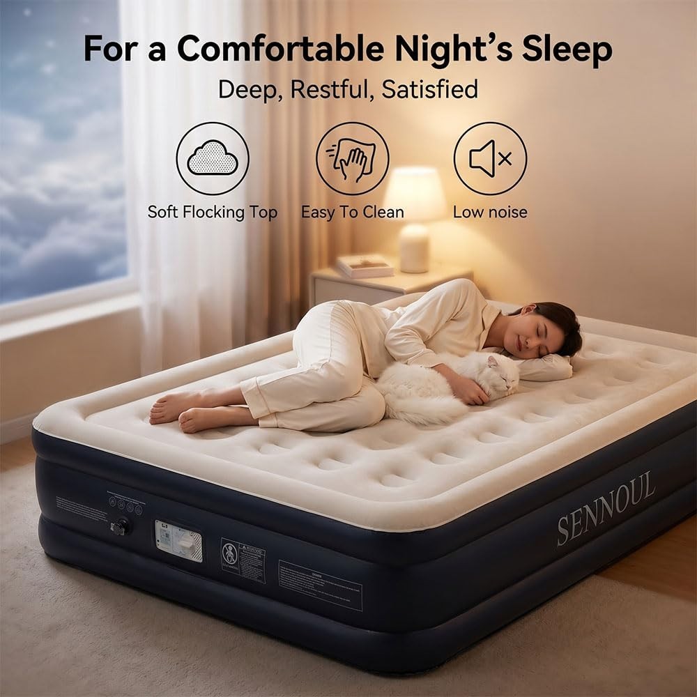 Full Size Air Mattress with Built in Pump, Quick Inflate/Deflate, 650lbs Capacit4