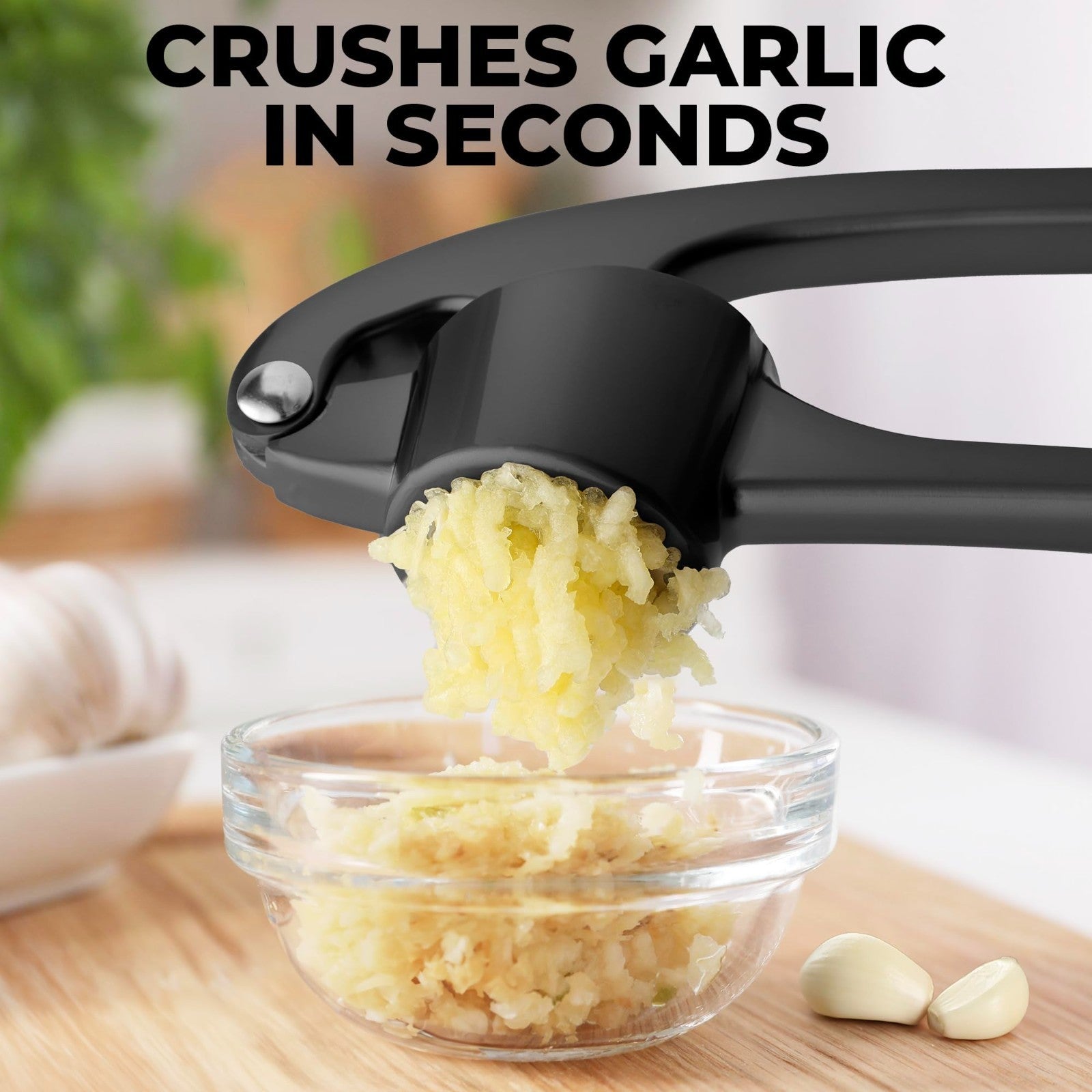 Premium Garlic Press Set   Large Bowl, Rust Proof Mincer Tool, Easy Squeeze Peel4