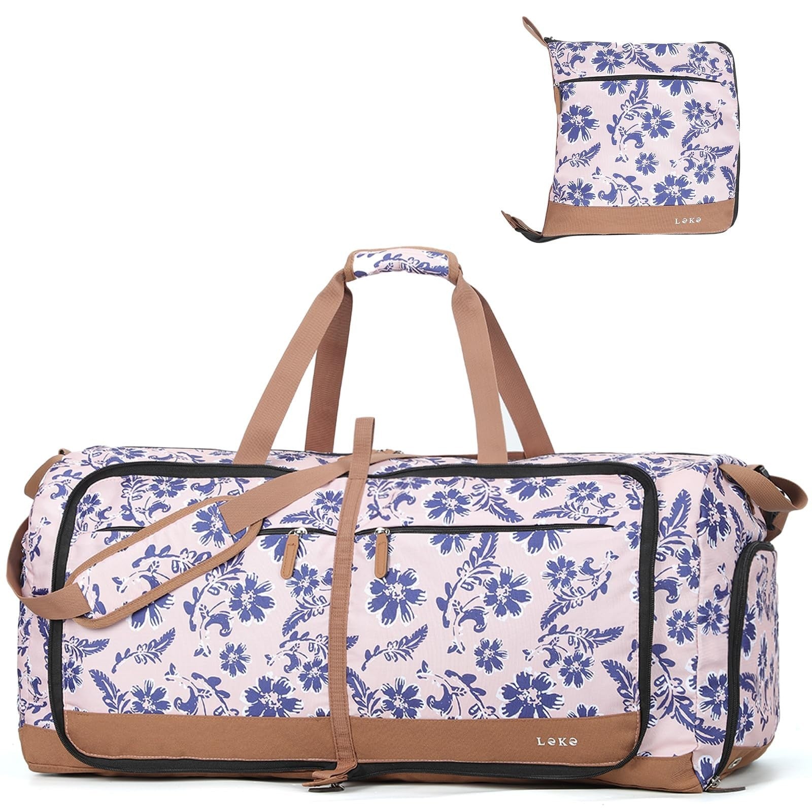 Large Foldable Travel Duffle Bag with Shoe Compartment, Weekend Carry-On, 80L, P1