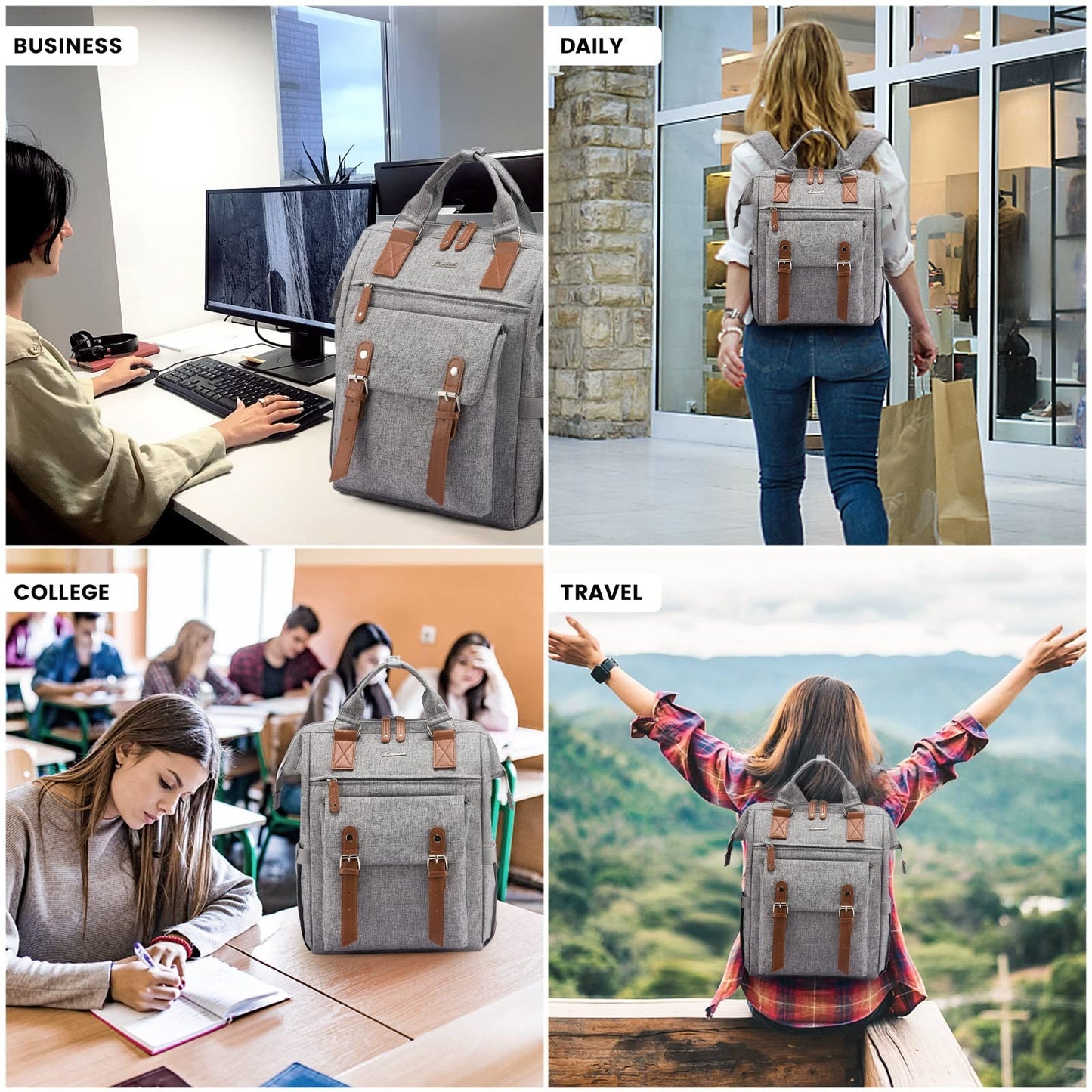 Stylish 15.6" Laptop Backpack for Women   Work, Travel, School, Casual Daypack,5