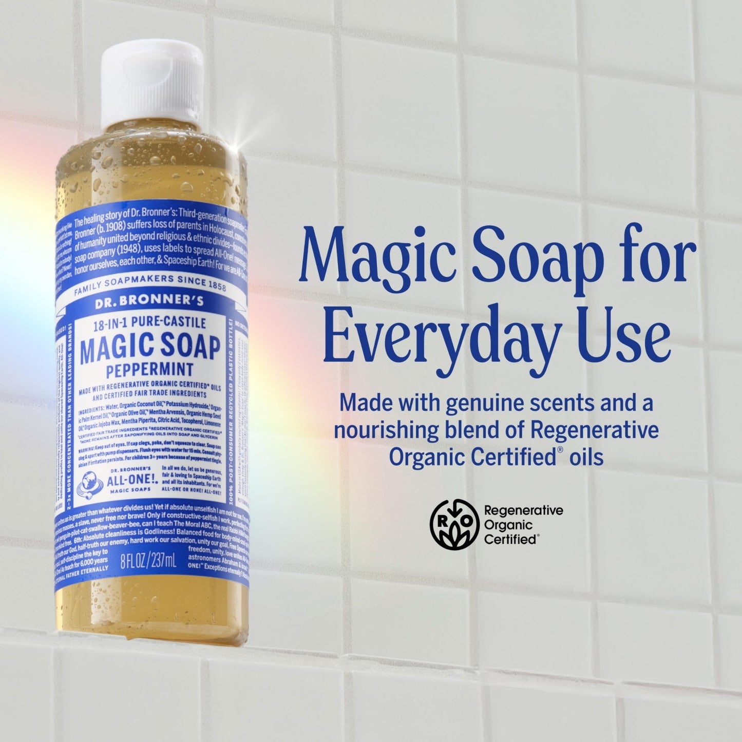 Peppermint Liquid Soap 8 oz - 18-in-1 Multi-Purpose Body Wash, Shampoo, Hand Soa2