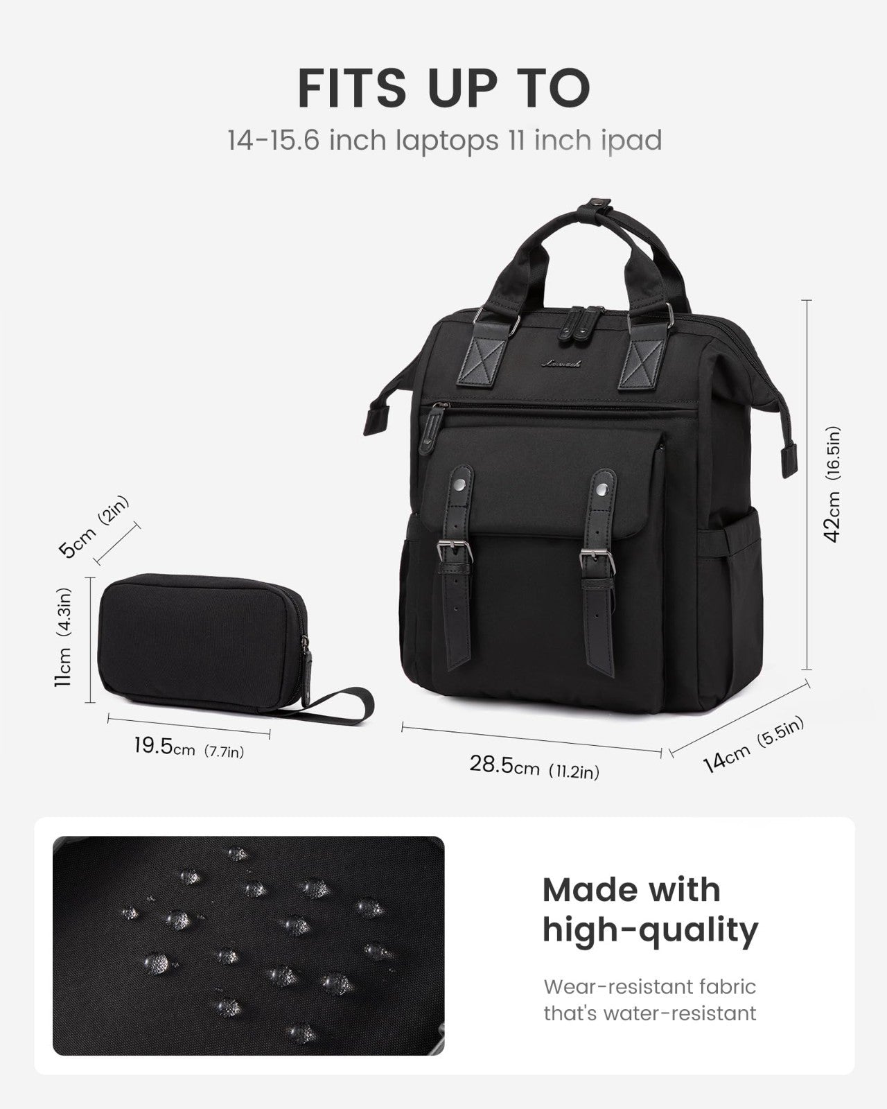 Stylish 15.6" Laptop Backpack for Women, Large Capacity Work & Travel Bag, Water3