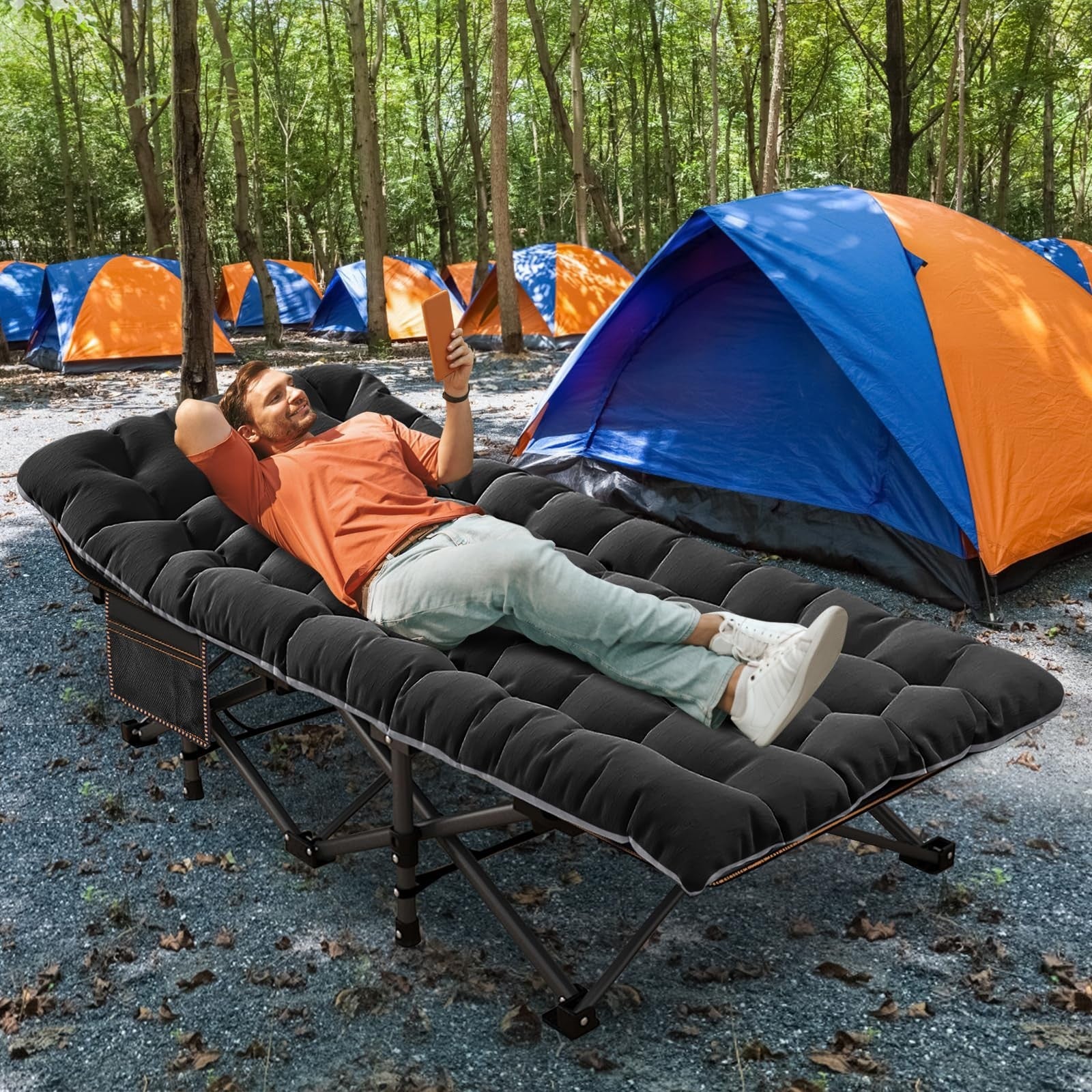 Oversized Camping Cot for Adults   900LB Capacity, 78"x32" Heavy Duty Bed with M7