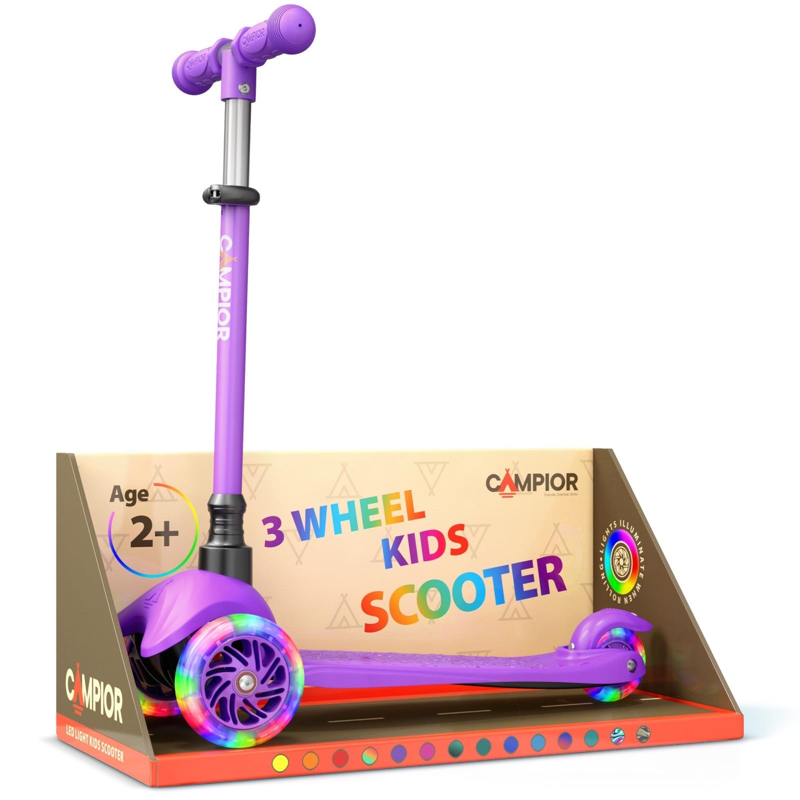 Mini 3-Wheel Scooter for Kids - LED Light-Up Wheels, Adjustable Handlebar, Anti-1