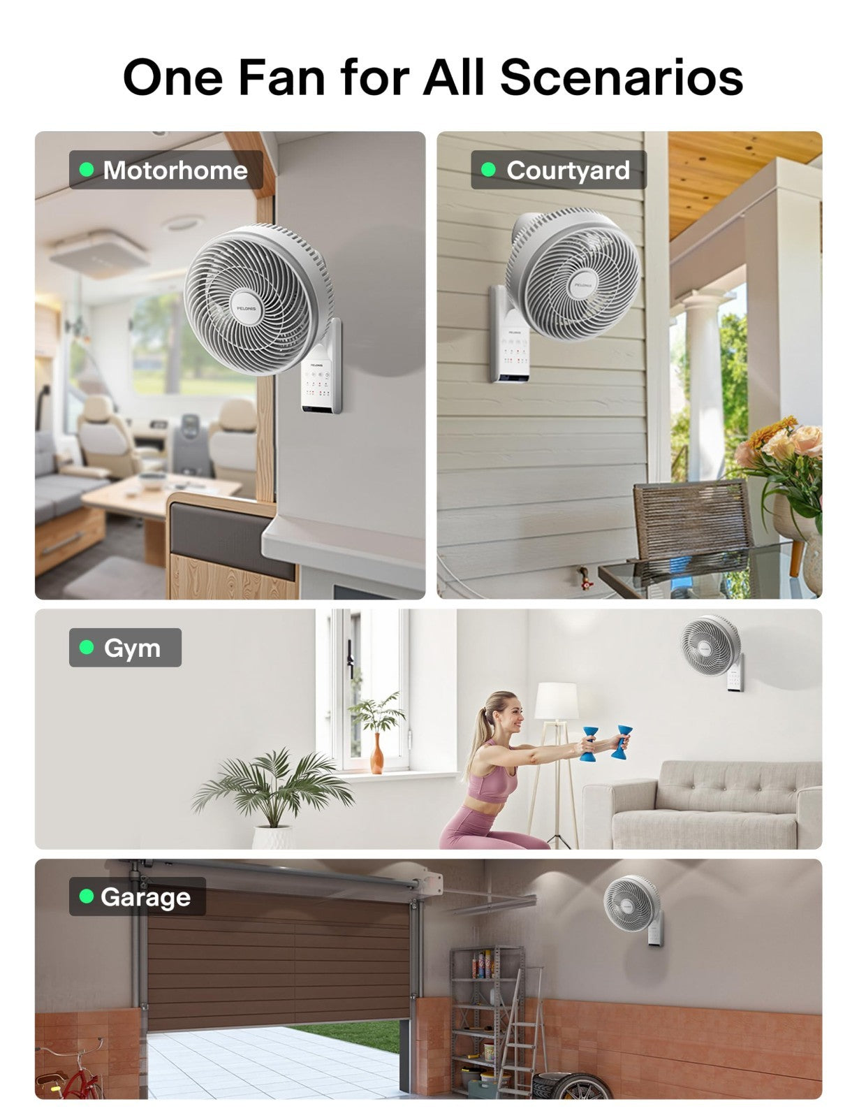 14" Wall Mount Fan with Remote Control, Oscillating, 3 Speeds, 90° Tilt, Quiet 37