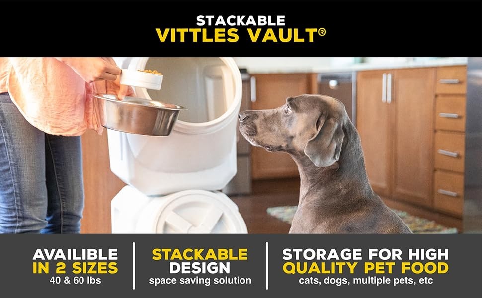 Pet Food Storage Container with Scoop, 60lbs Capacity, Gray, Dog & Cat Supplies12