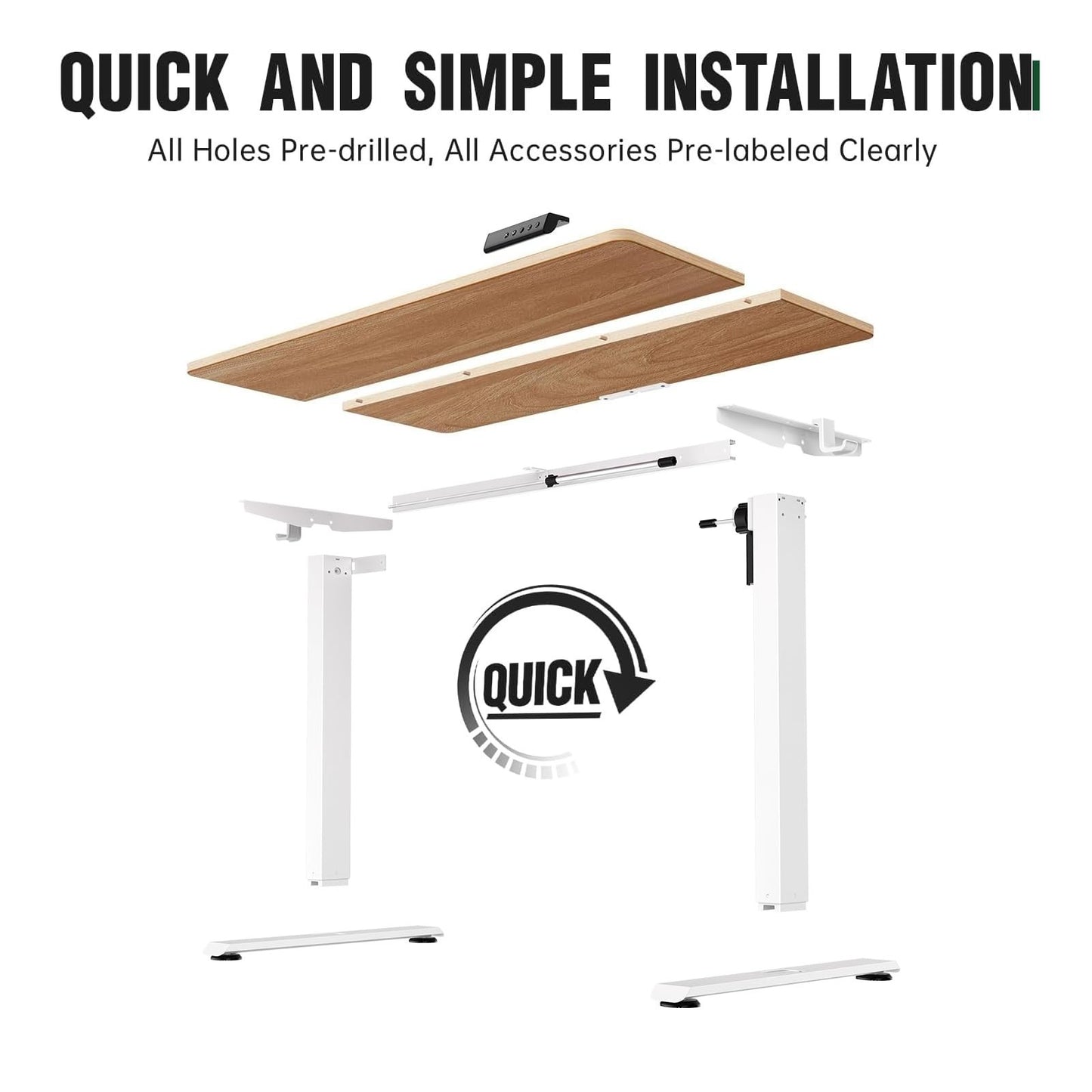 Height Adjustable Electric Standing Desk - 47.2" Sit Stand Wood Desktop for Home3