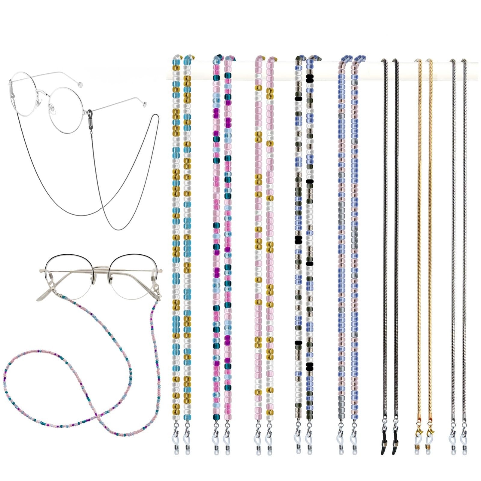 Beaded Eyeglass Chain Strap Holders - 8 Pcs Neck Accessories for Women1