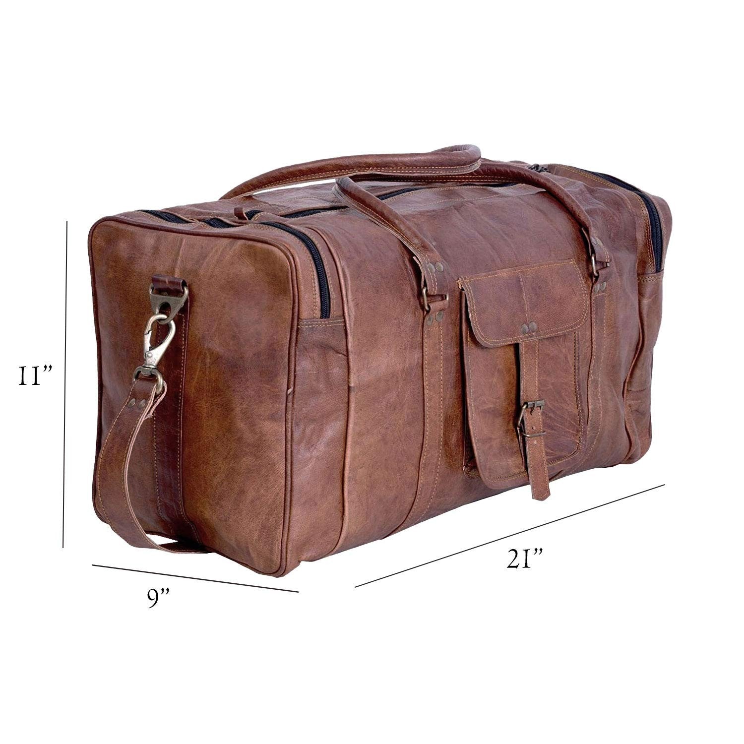 21 Inch Vintage Leather Duffle Bag - Travel, Gym, Sports, Overnight, Weekend Use5
