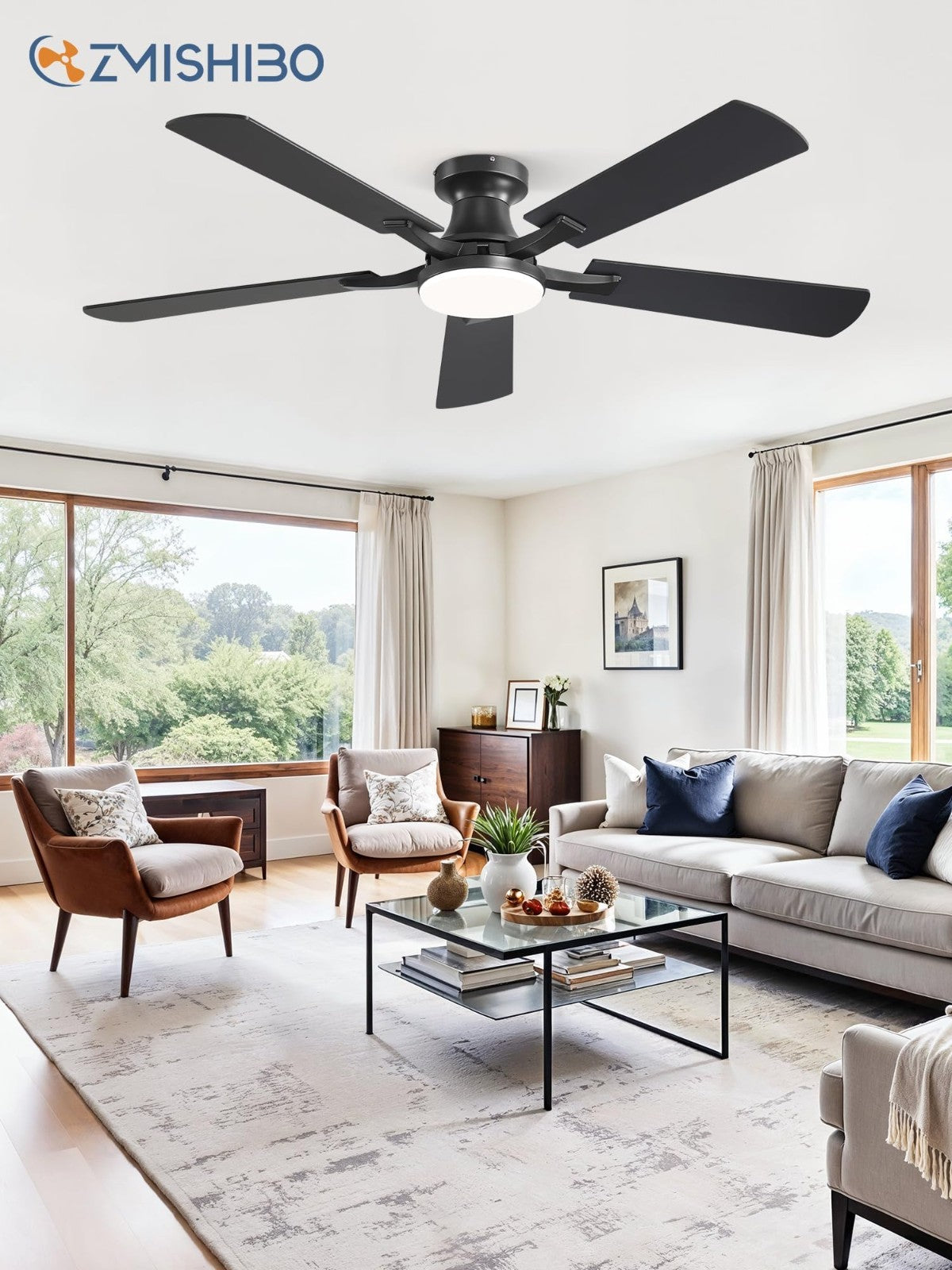 52" Ceiling Fan with Lights, Remote & App Control, Dimmable LED, Quiet Motor, Fl8