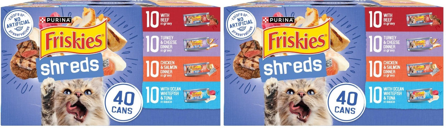 Wet Cat Food Variety Pack   Shreds with Beef, Turkey, Chicken & Salmon   80 Cans1