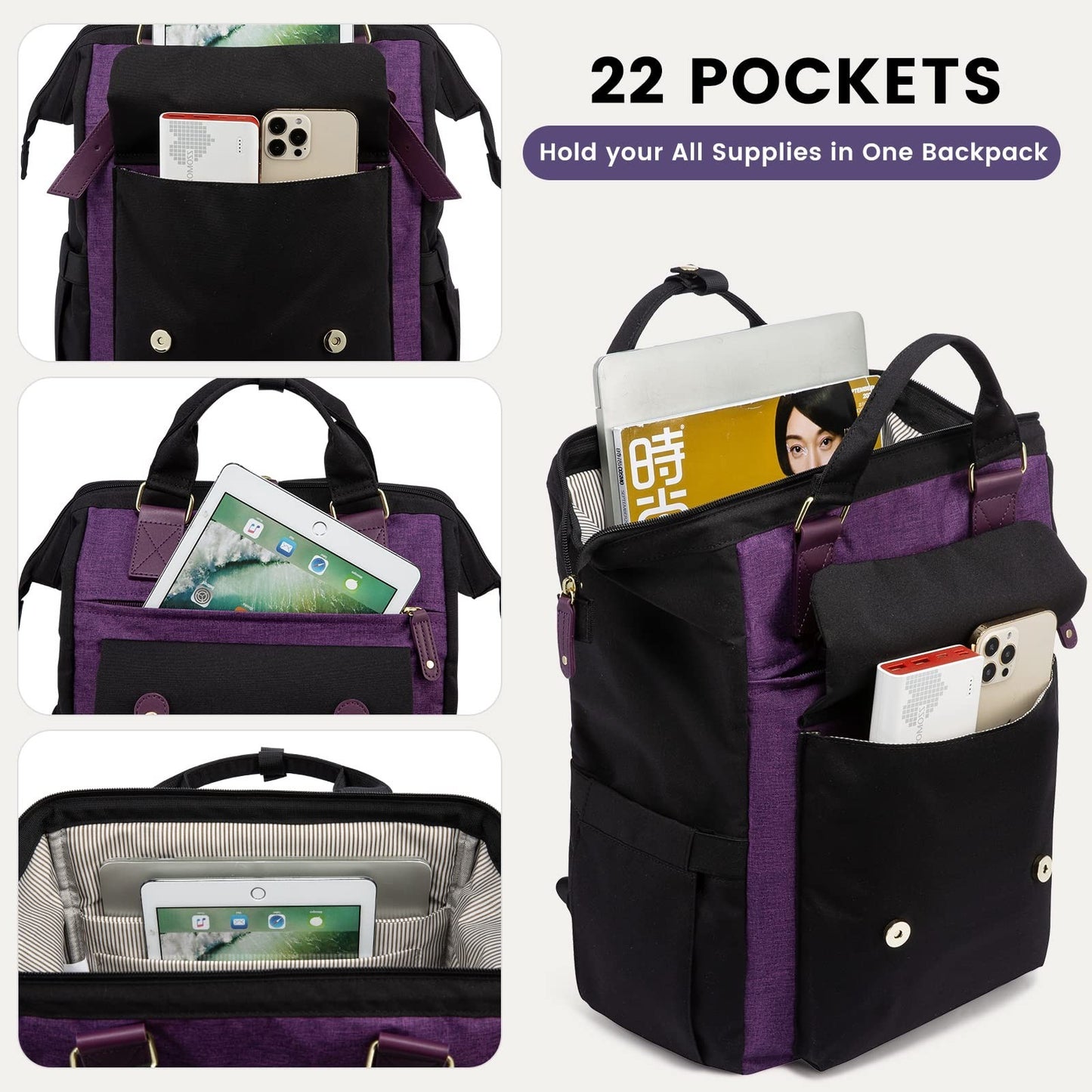 Stylish Women's Laptop Backpack, Teacher & Nurse Work Bag, 15.6" Travel Purse2