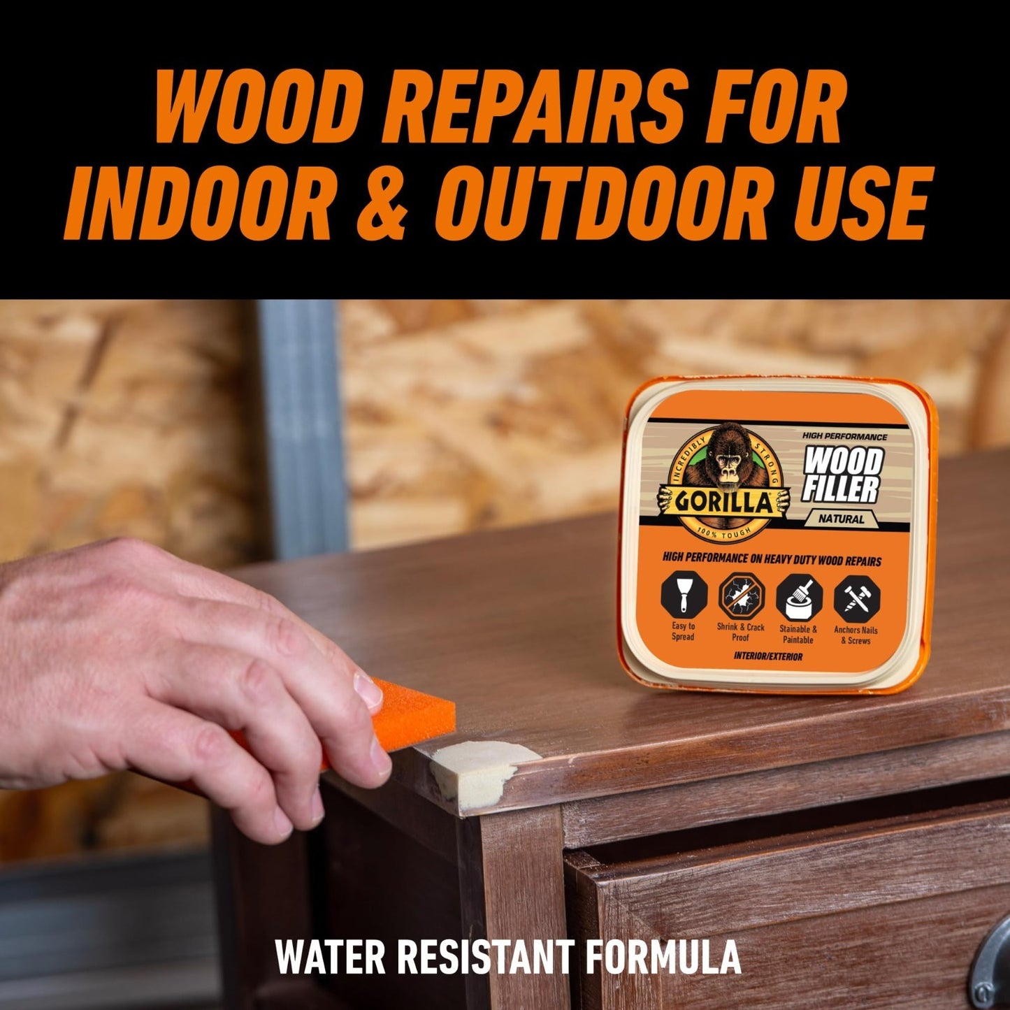 All Purpose Wood Filler Repair Kit with Putty Knife & Sanding Block   Easy Fix!5