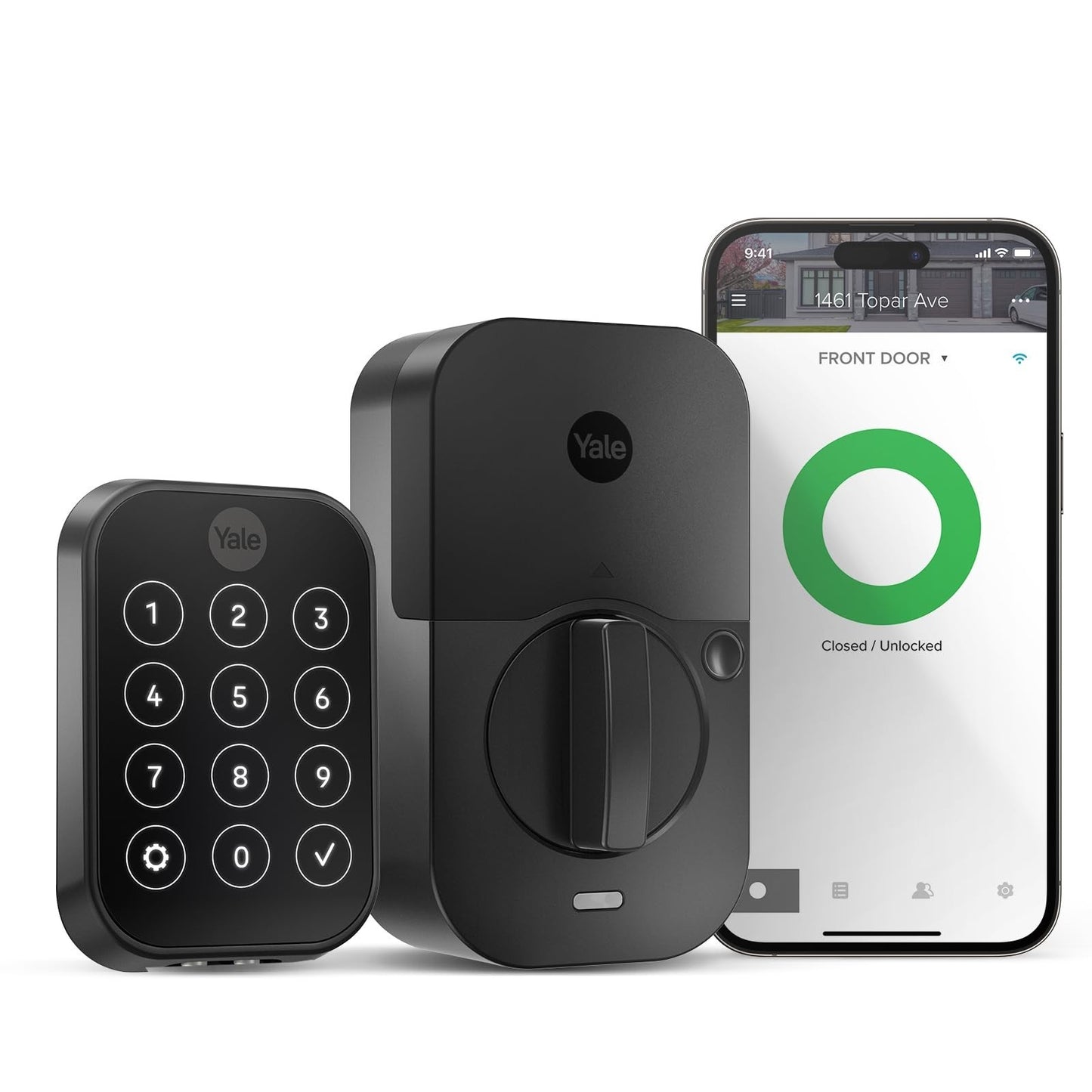 Smart Touchscreen Keypad Deadbolt Lock with Wi Fi, Keyless Entry, Black Suede Fi1