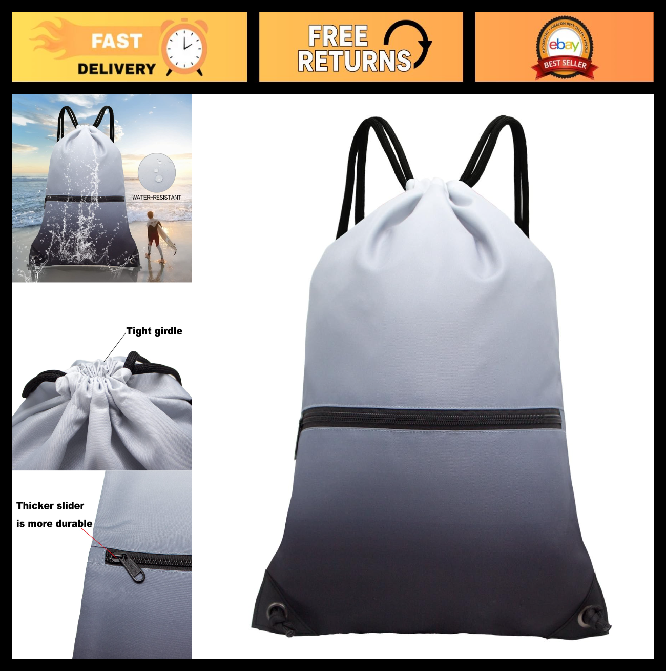 Drawstring Backpack Gym Bag, Lightweight Sport Sackpack for Travel & Fitness0