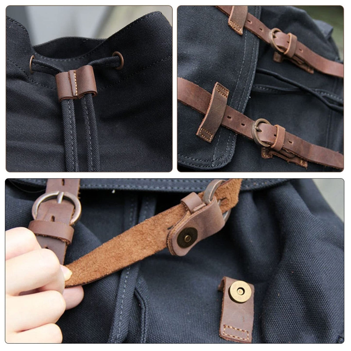 High Capacity Vintage Canvas Backpack for School & Travel   Fits 12 15.6" Laptop3