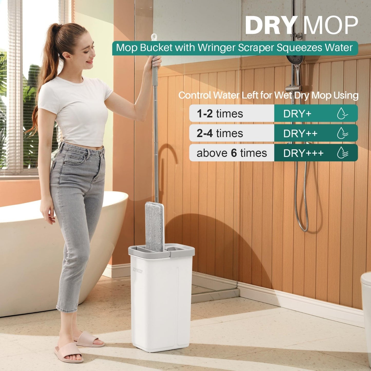Flat Mop & Bucket System - Microfiber Floor Cleaner for Hardwood, Tile, Vinyl, 52