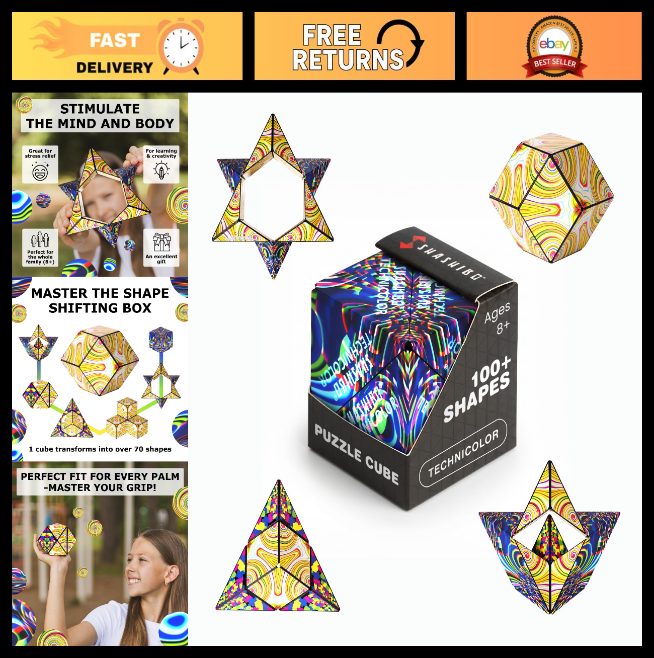 Magnetic Puzzle Cube   Sensory Fidget Toy for Stress Relief, 100+ Shapes, Fun fo0