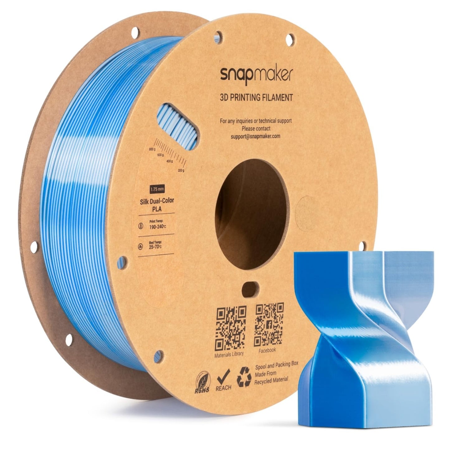 High-Quality Silk PLA Filament 1.75mm for 3D Printing - 1kg (2.2lbs) - Vibrant C0