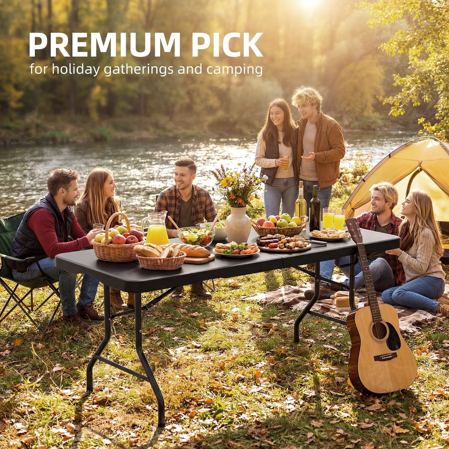 6FT Heavy Duty Folding Table with Carry Handle - Portable for Events, Picnics, C4