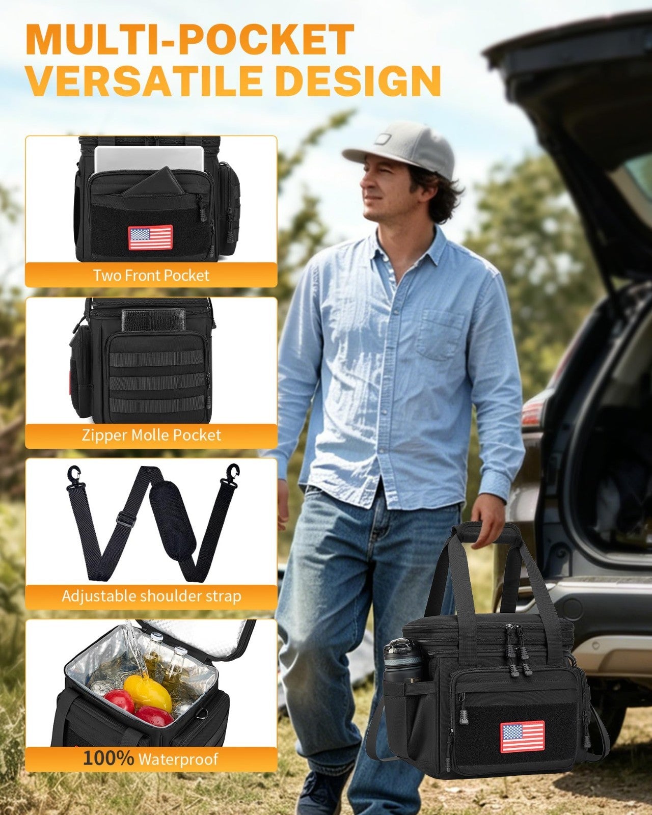 Insulated Tactical Lunch Bag for Men   Leakproof Waterproof Cooler Pail for Work3