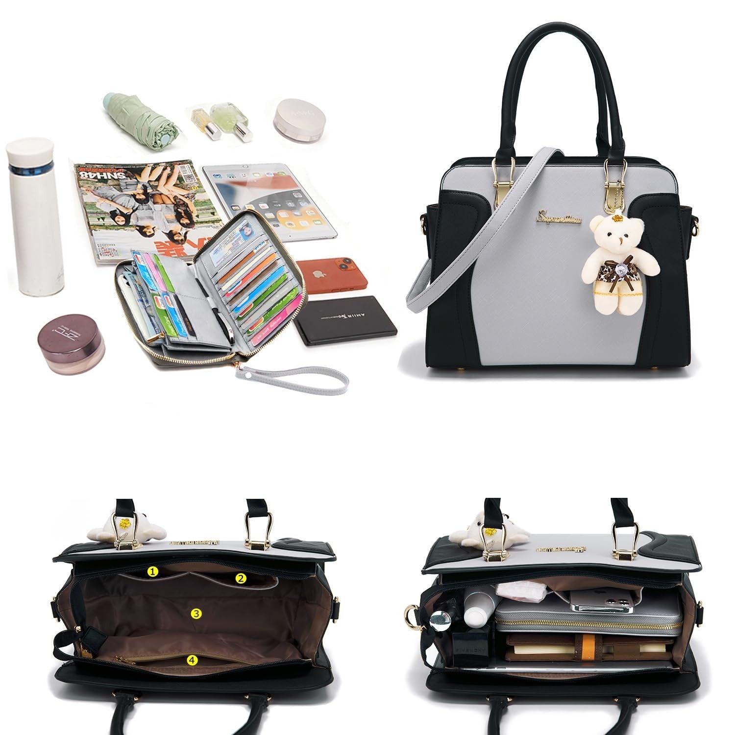 Stylish 3-Piece Handbag Set for Women - Shoulder Bag, Satchel & Wallet Combo4