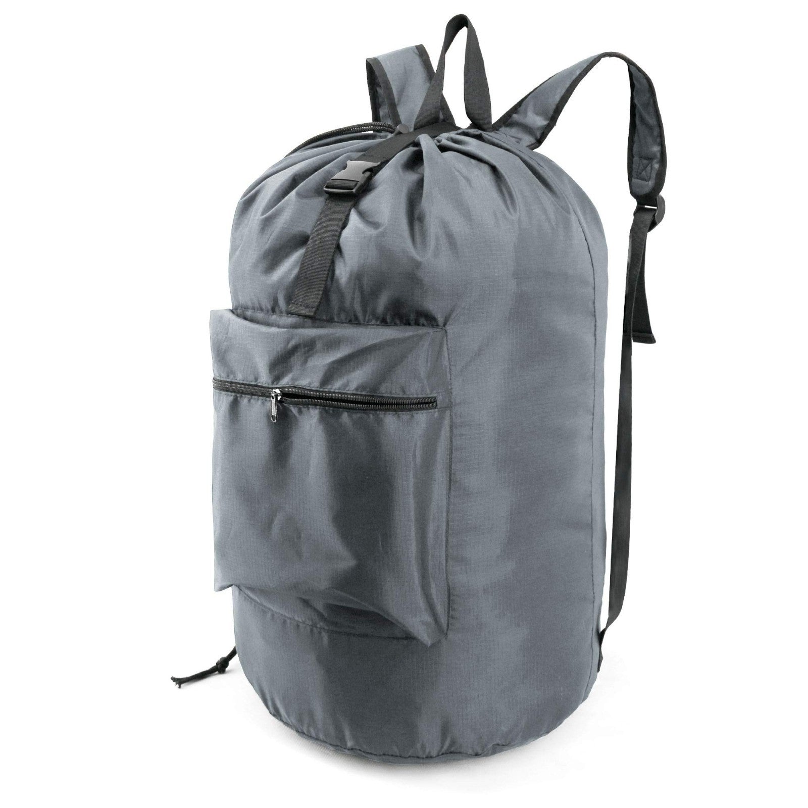 Lightweight Gray Laundry Backpack with Adjustable Straps & Drawstring - Travel H1