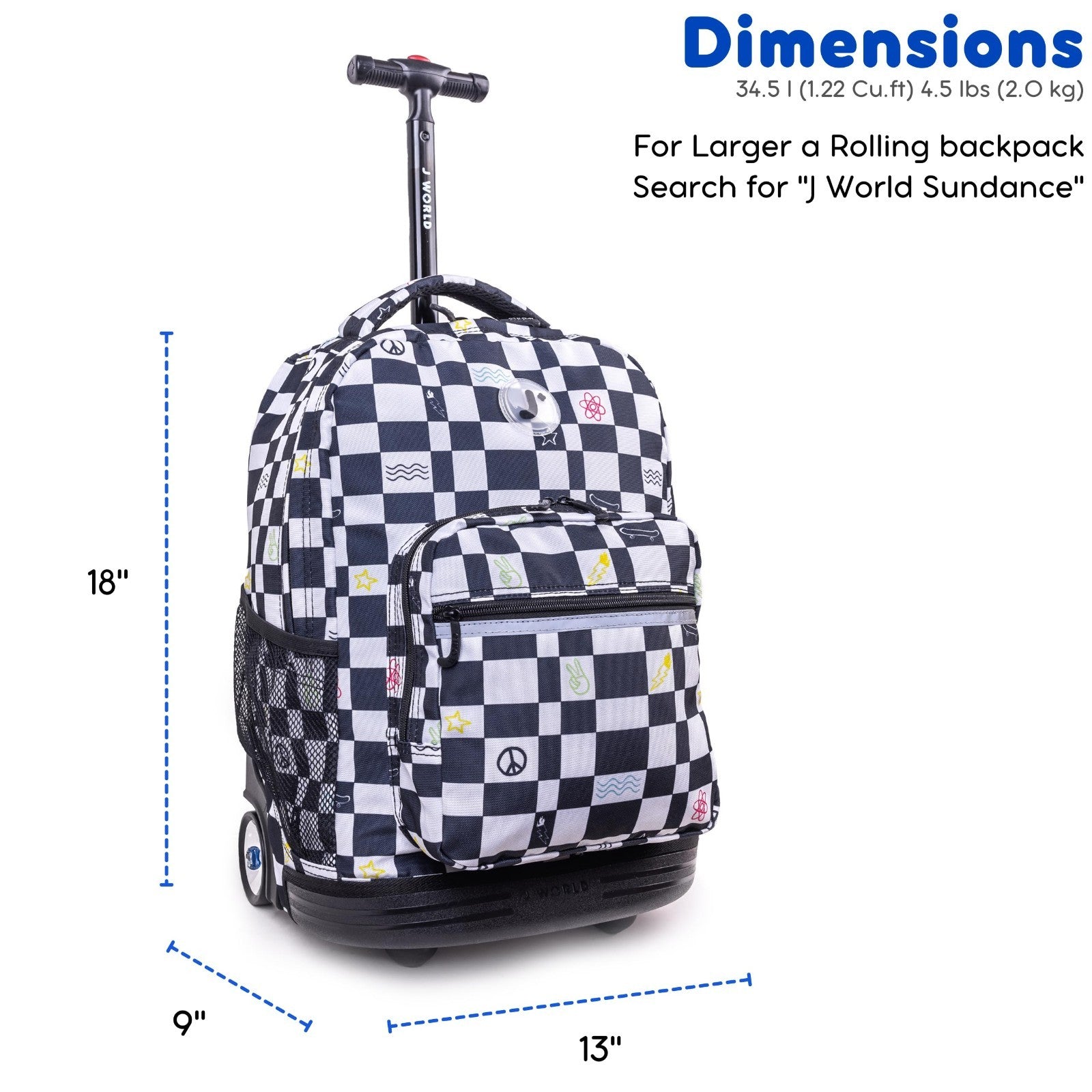 Kids Rolling Backpack with Wheels, School Roller Bookbag for Girls & Boys, 18"x12