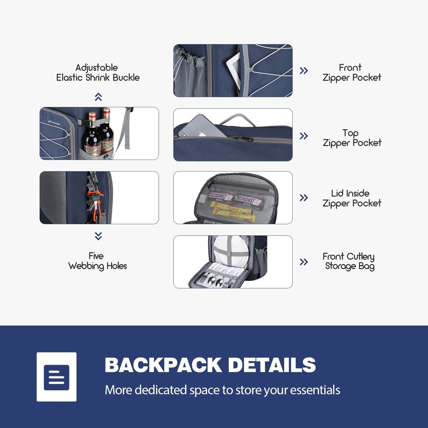 Insulated Soft Cooler Backpack - 35/50 Can Capacity for Camping, Hiking & Beach3