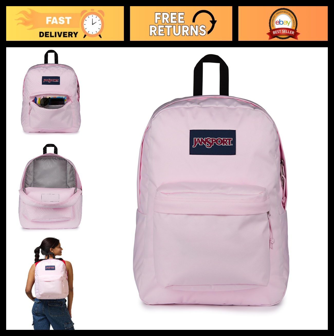 Durable Lightweight Backpack, 1 Main Compartment, Front Utility Pocket, Pink Ice0