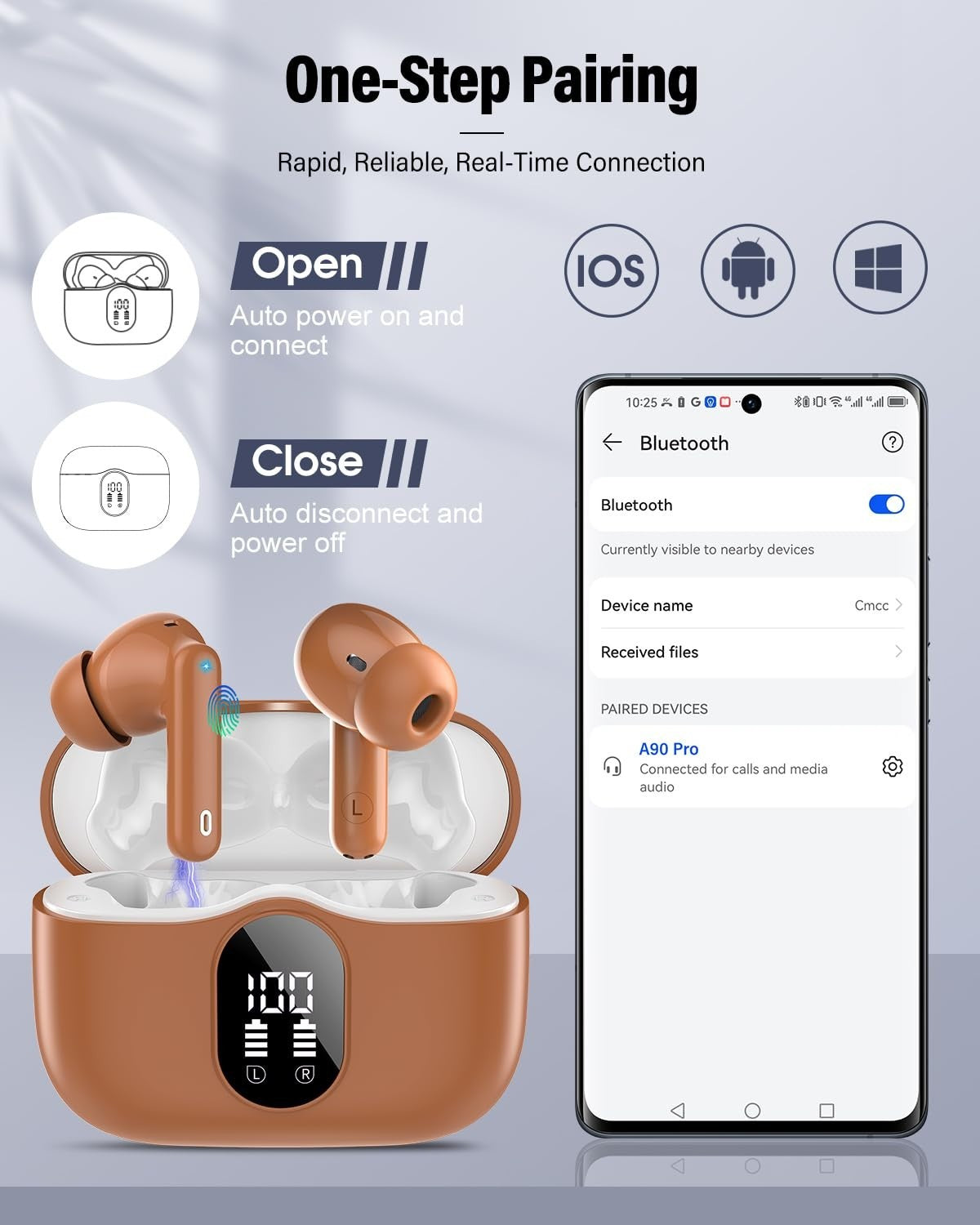 Wireless Earbuds Bluetooth 5.4, Noise Cancelling, 36H Playtime, IP7 Waterproof,5