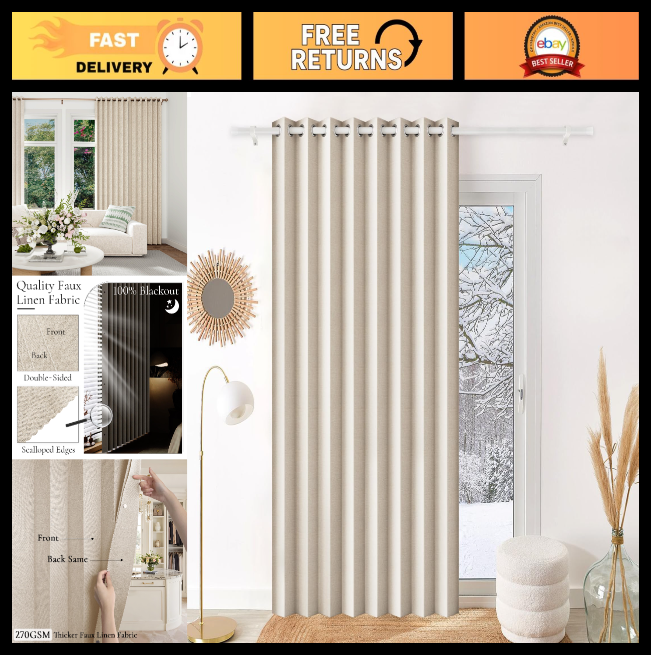 100% Blackout Pleated Doorway Curtains   60" Pinch Pleat Drapes for Bedroom, Liv0